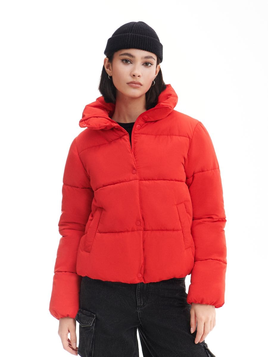 Czerwona Kurtka Puffer Cropp W X