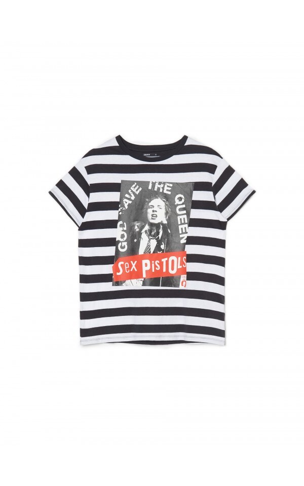 T Shirt W Paski Z Nadrukiem Sex Pistols Cropp W Mlc