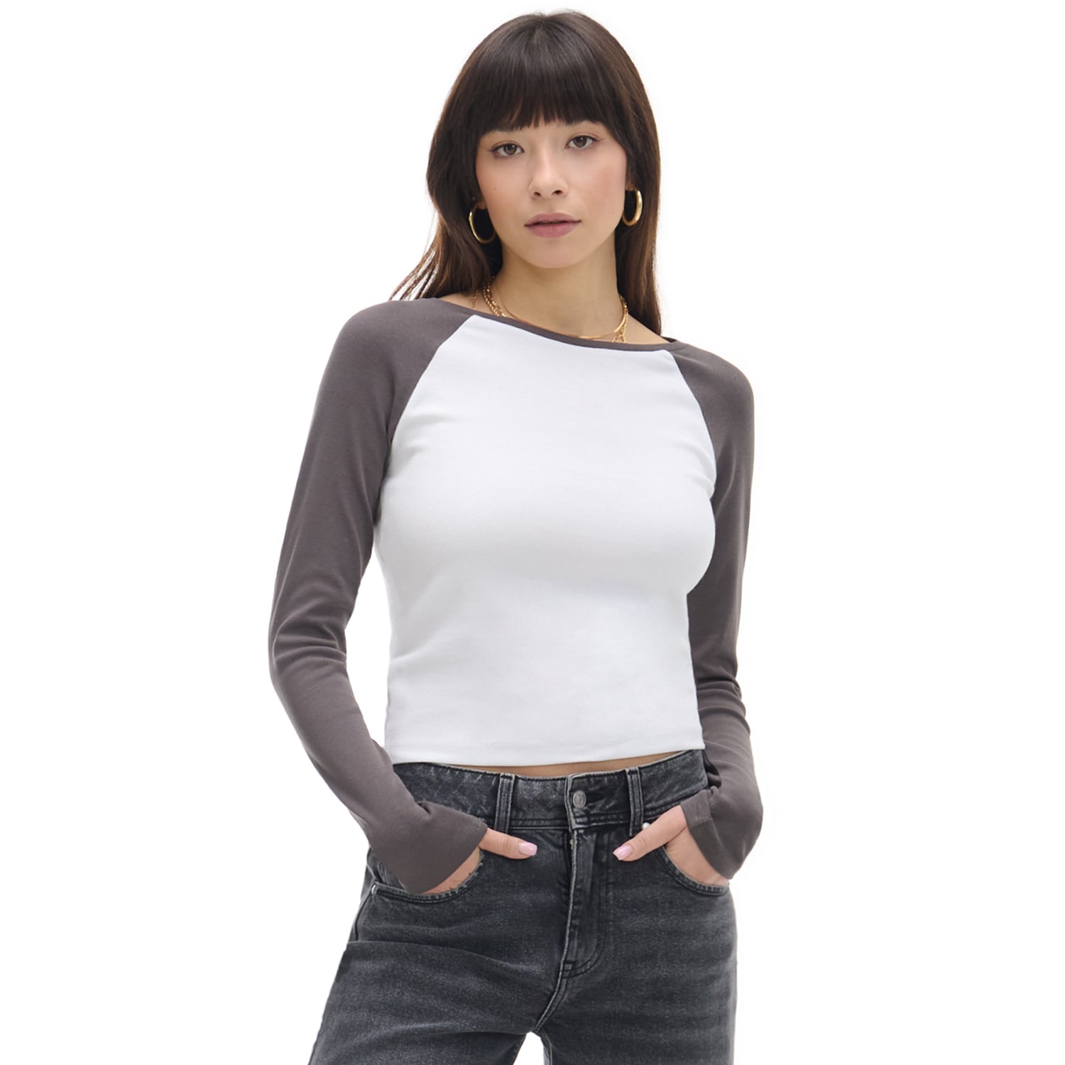 E-shop Cropp - Tričko s dlhými rukávmi - Biela