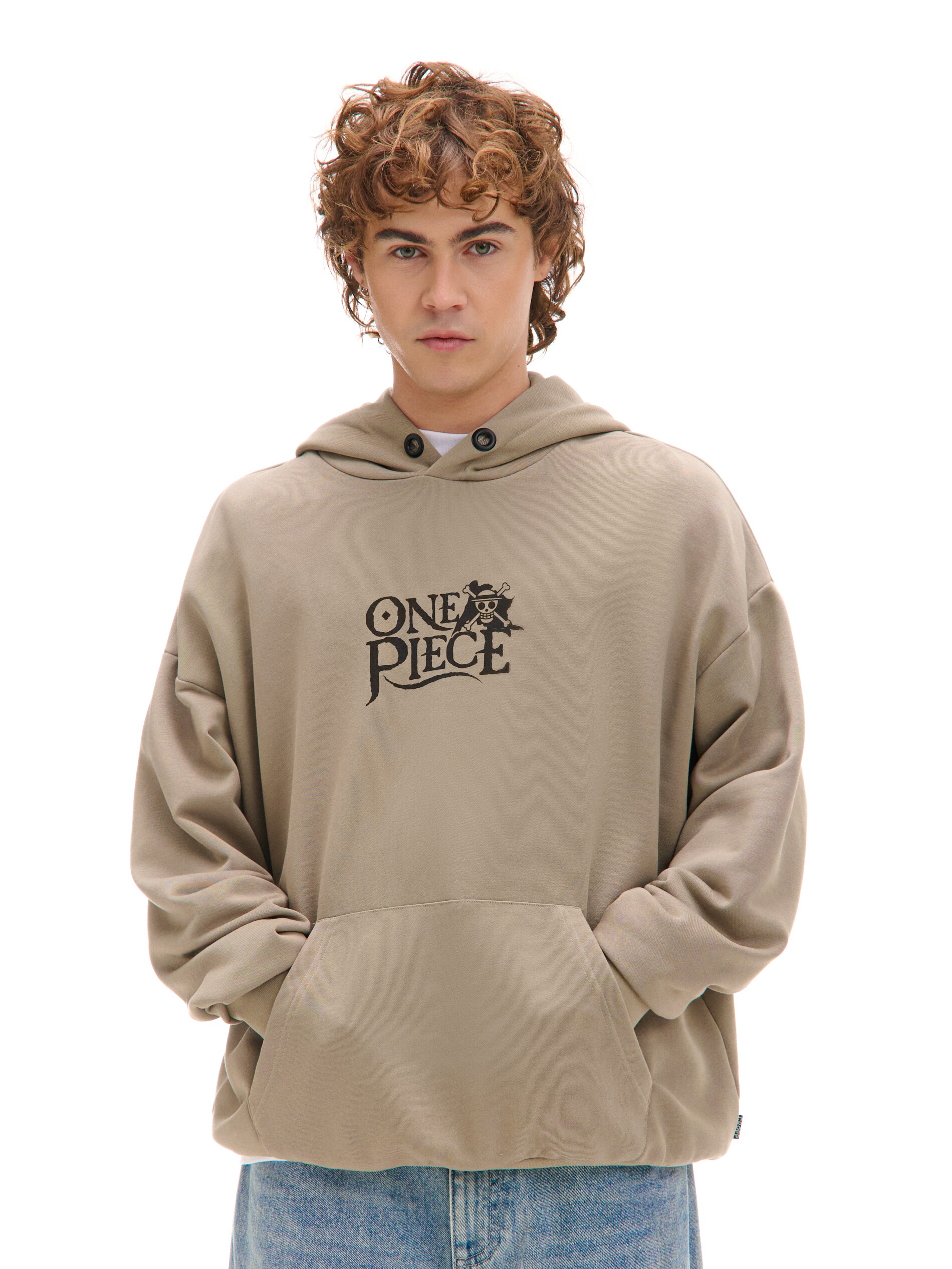 Cropp - Sudadera Con Capucha Y Estampado One Piece - Beige