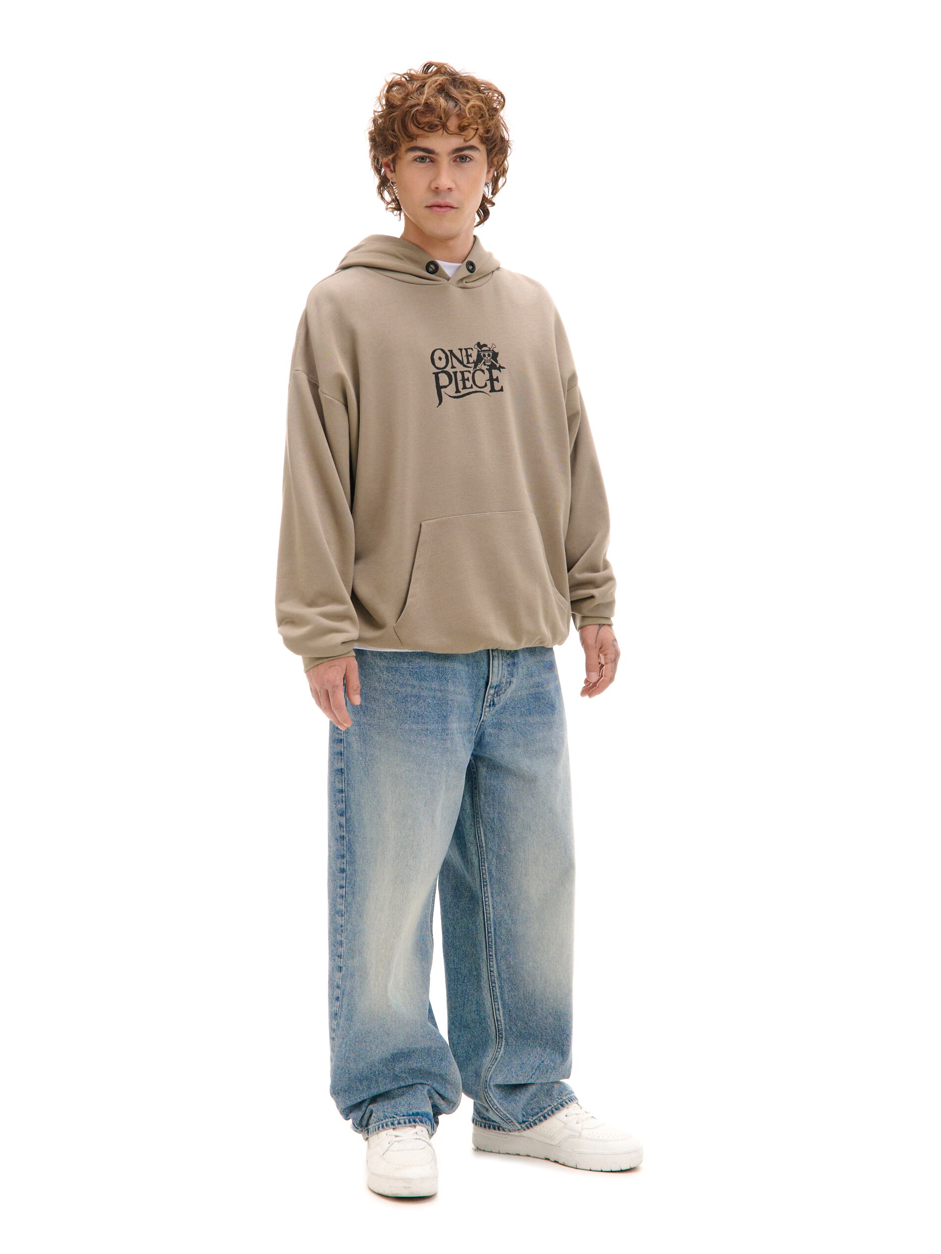 Cropp - Sudadera Con Capucha Y Estampado One Piece - Beige