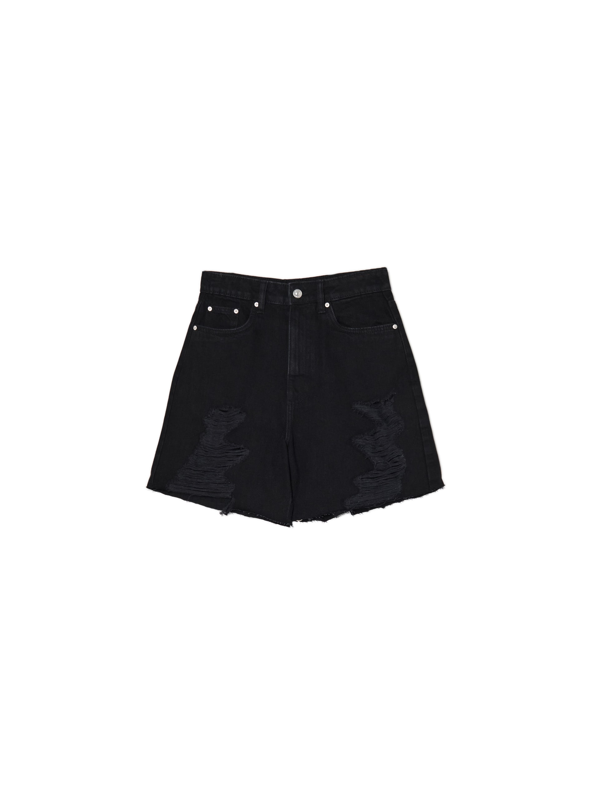 Cropp - Vaqueros Cortos High Waist - Negro