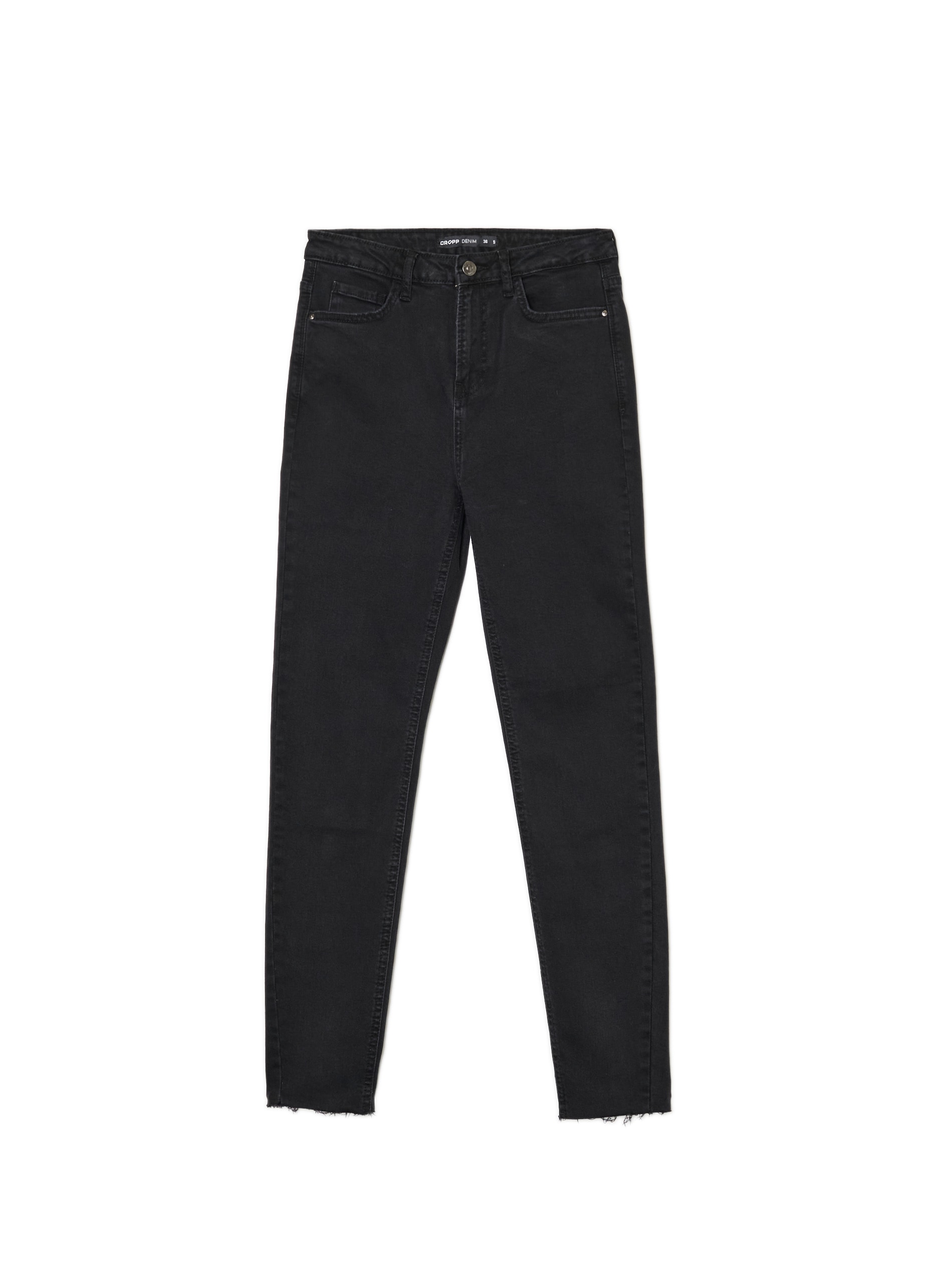 Cropp - Jeansy Skinny Z Surowym Wykończeniem - Czarny