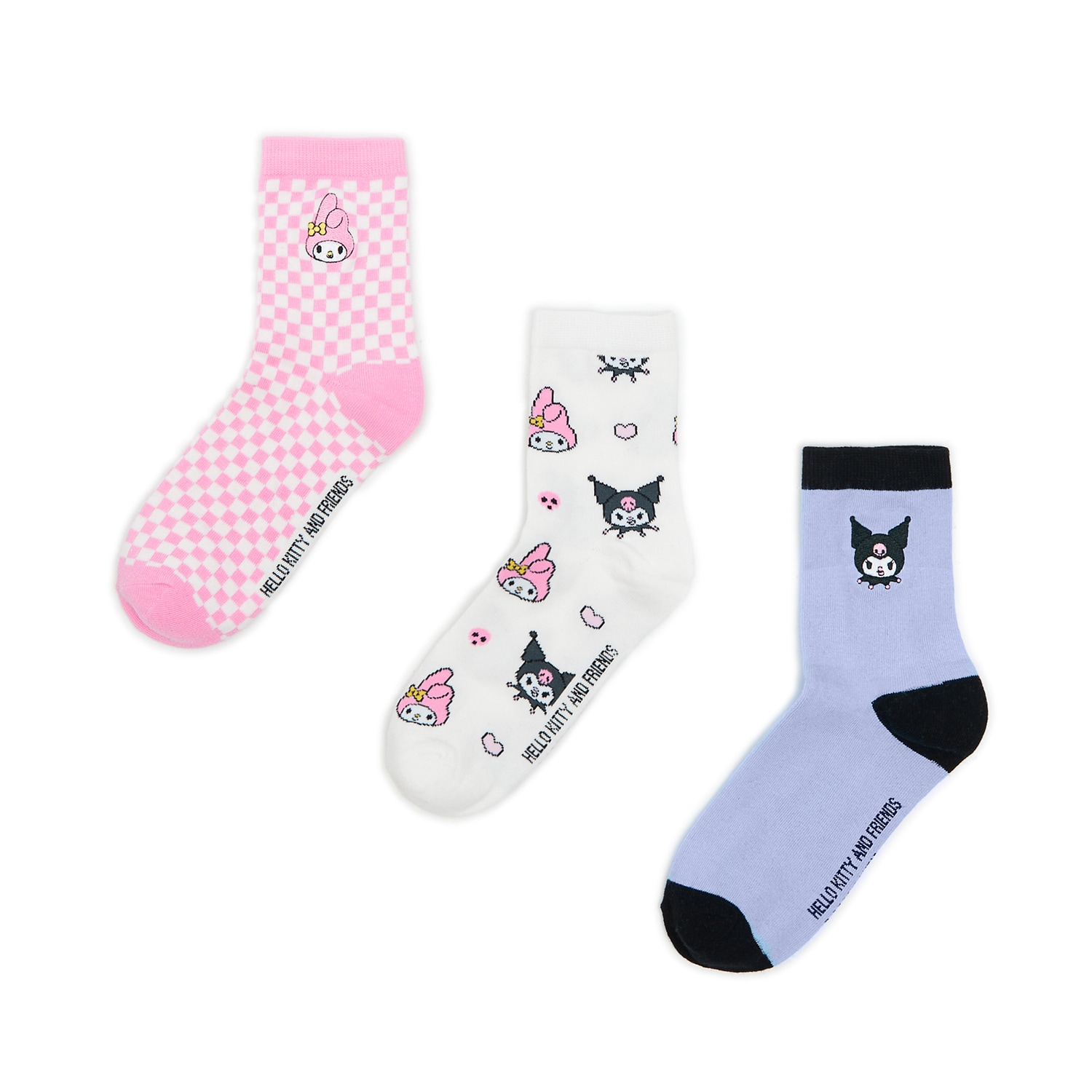 Levně Cropp - 3 pack ponožek Kuromi & My Melody - Vícebarevná