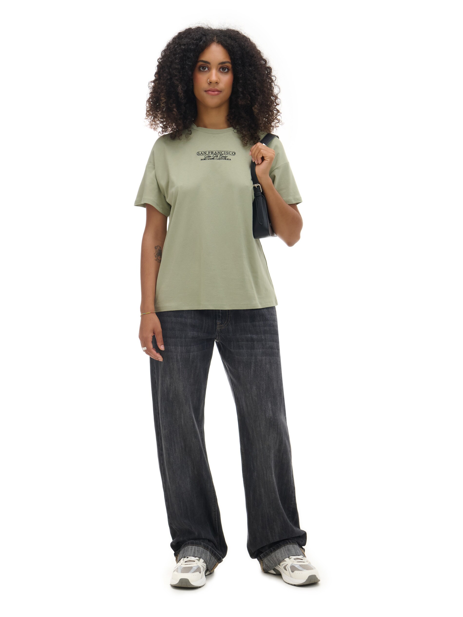 Cropp - T-shirt Oversize Con Stampa - Verde Oliva