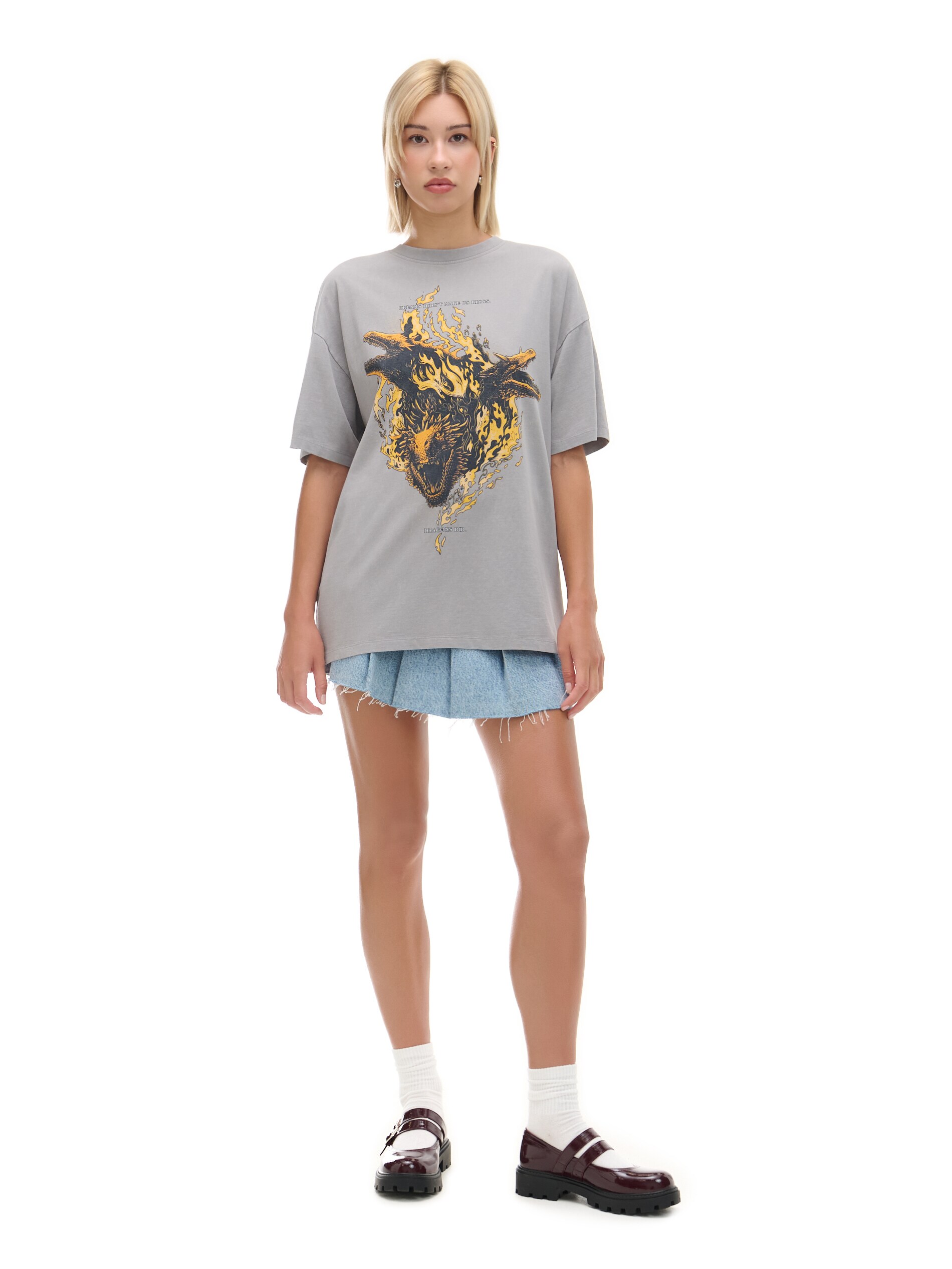 Cropp - T-shirt Con Stampa House Of Dragon - Grigio Scuro