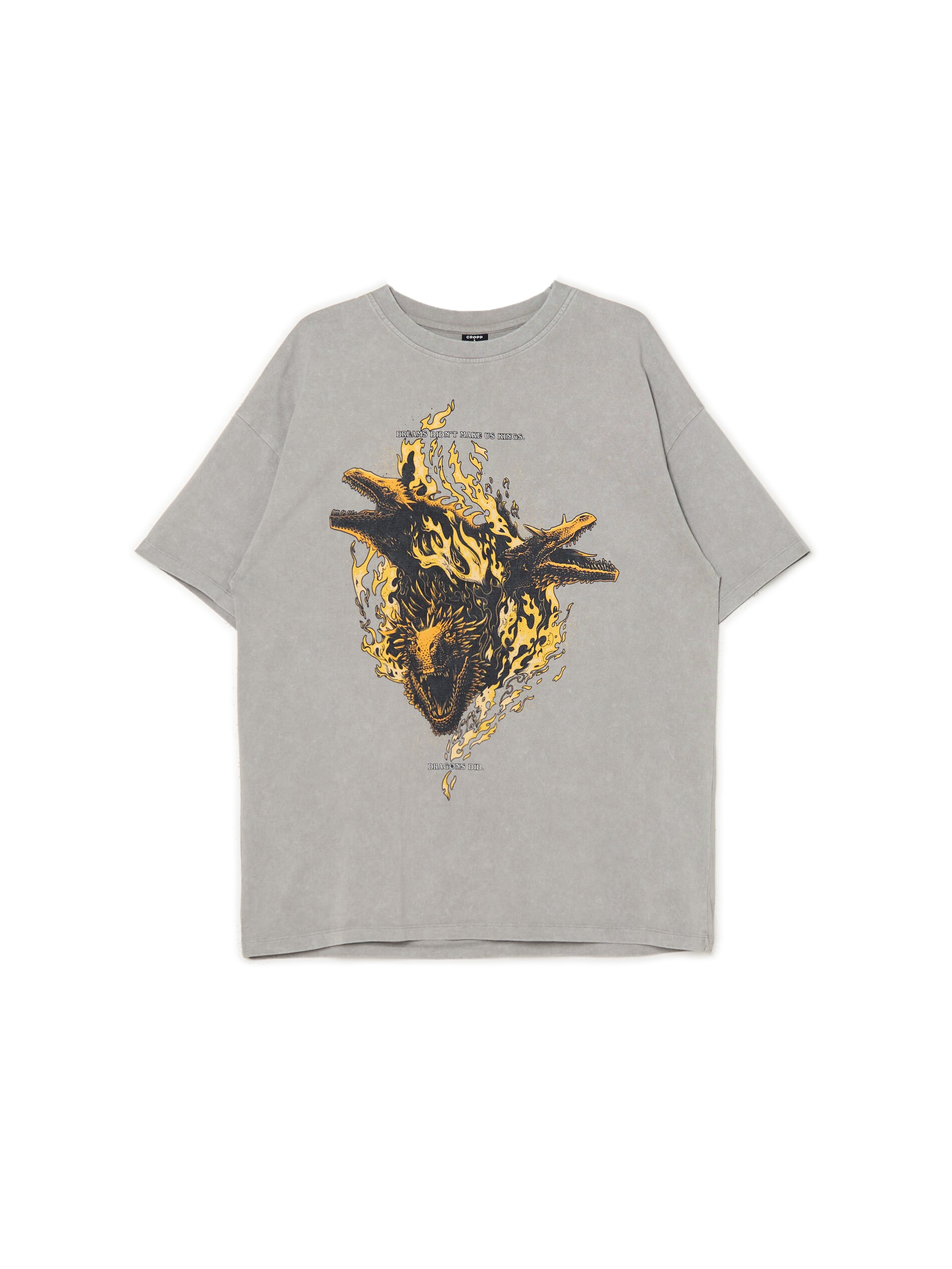 Cropp - T-shirt Con Stampa House Of Dragon - Grigio Scuro