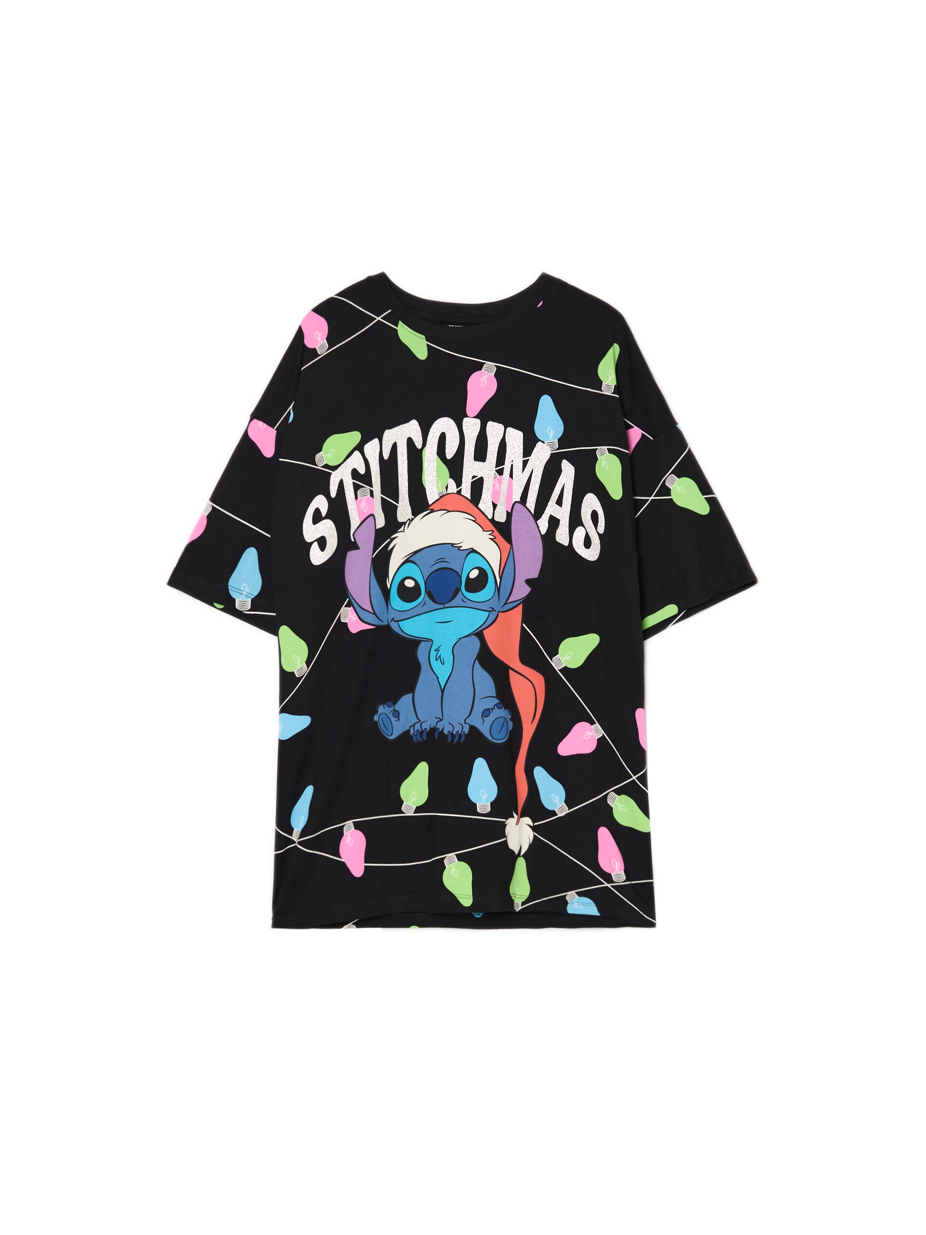 Cropp - Camiseta Negra Navideña Lilo & Stitch - Negro