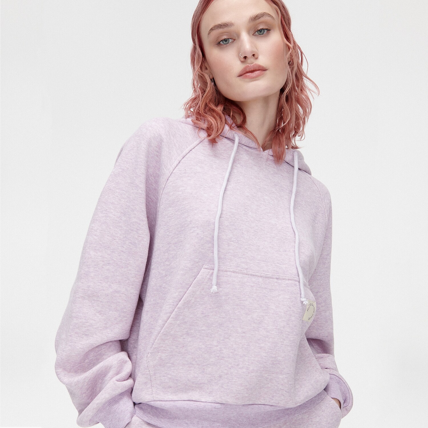Levně Cropp - Světle růžová oversized mikina s kapucí - Fialová
