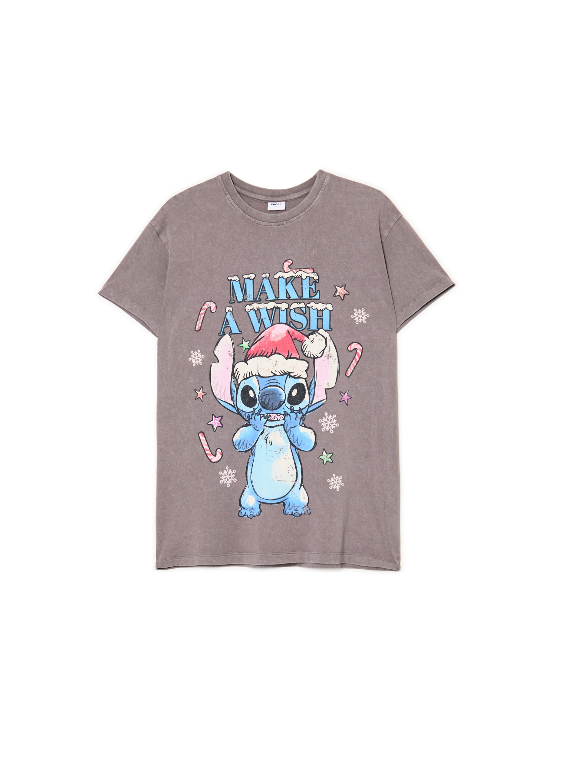 Cropp - Camiseta Navideña Stitch - Gris Claro