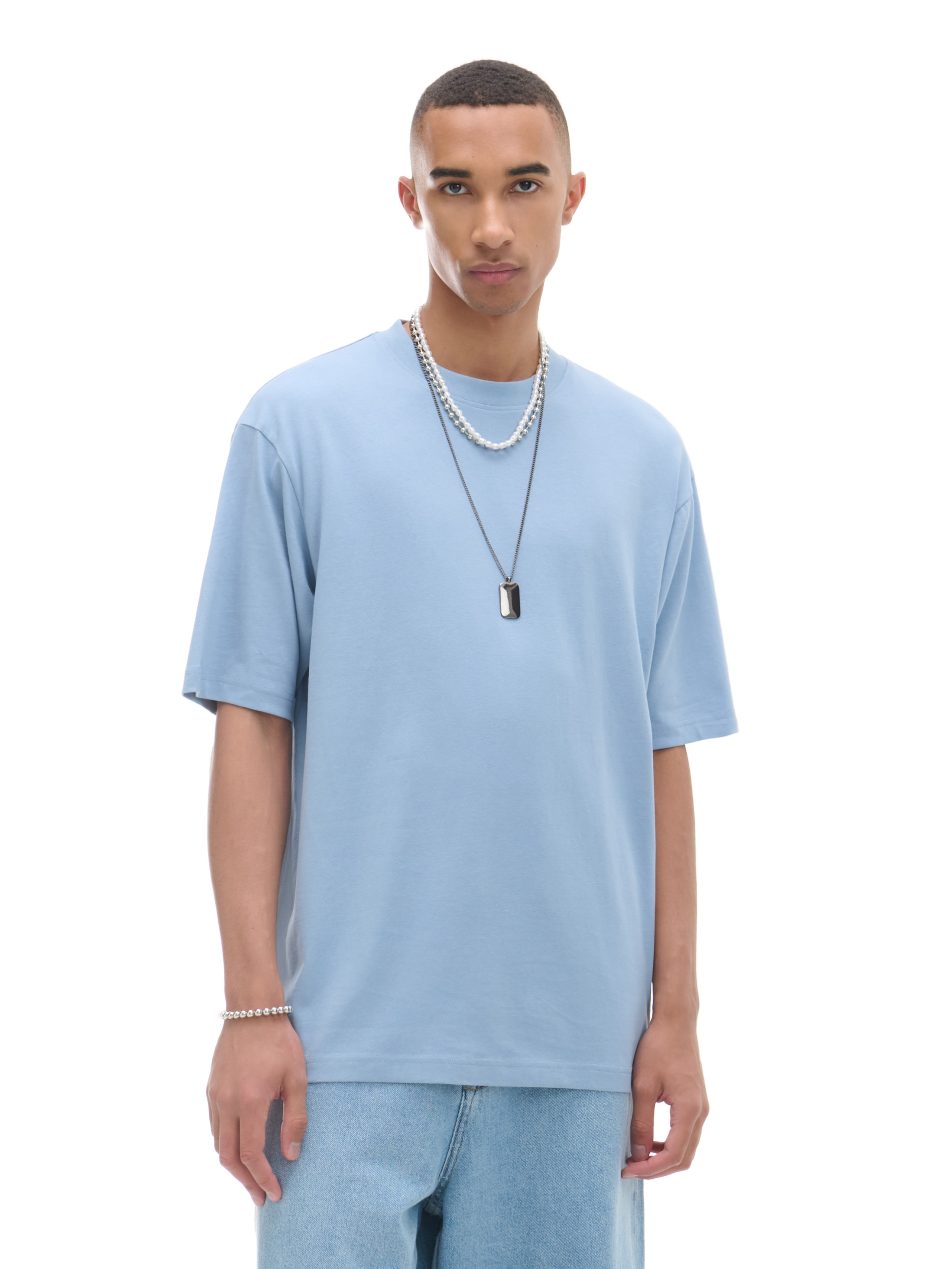 Cropp - T-shirt Basic - Blu Pallido