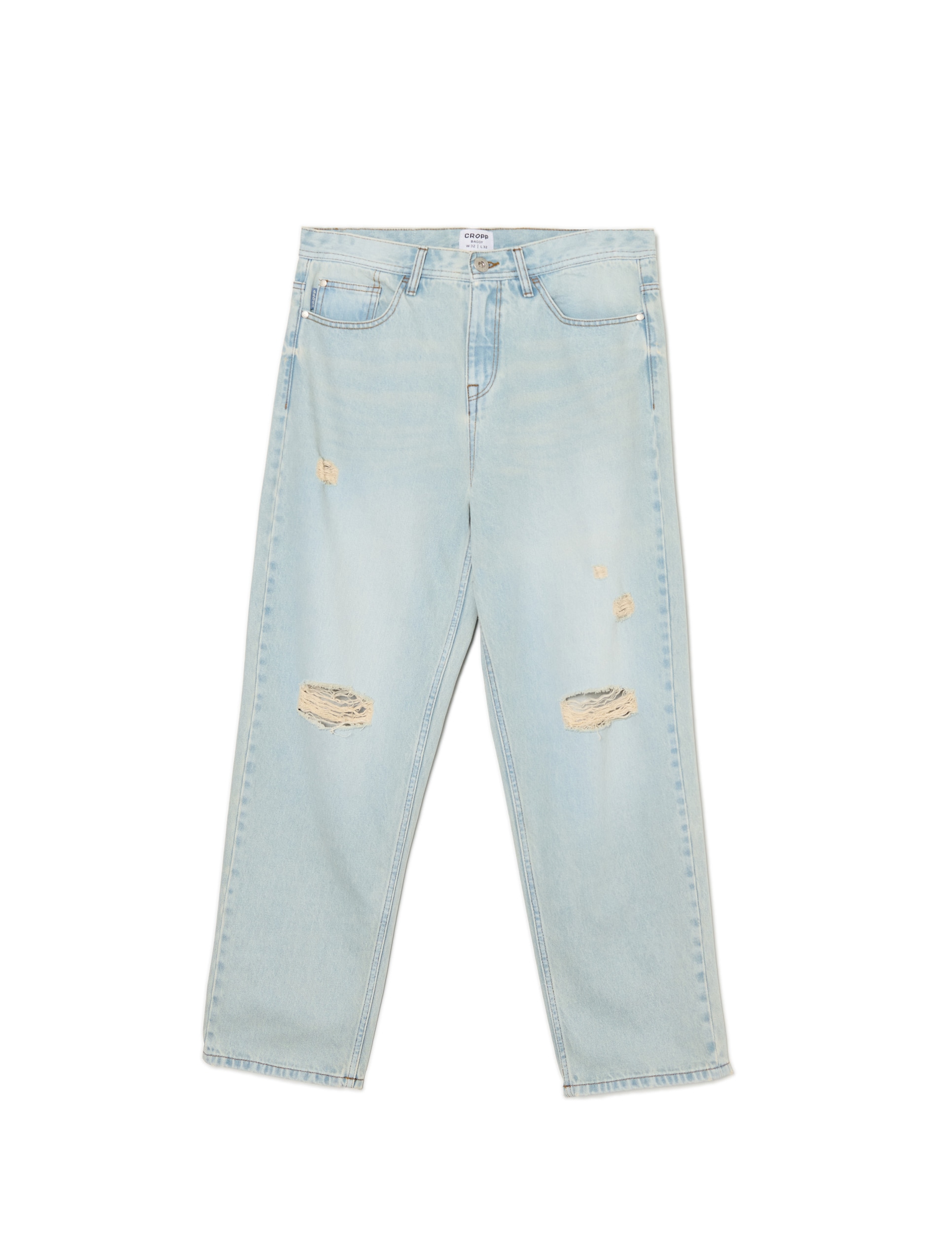 Cropp - Jasne Jeansy Loose Baggy - Niebieski