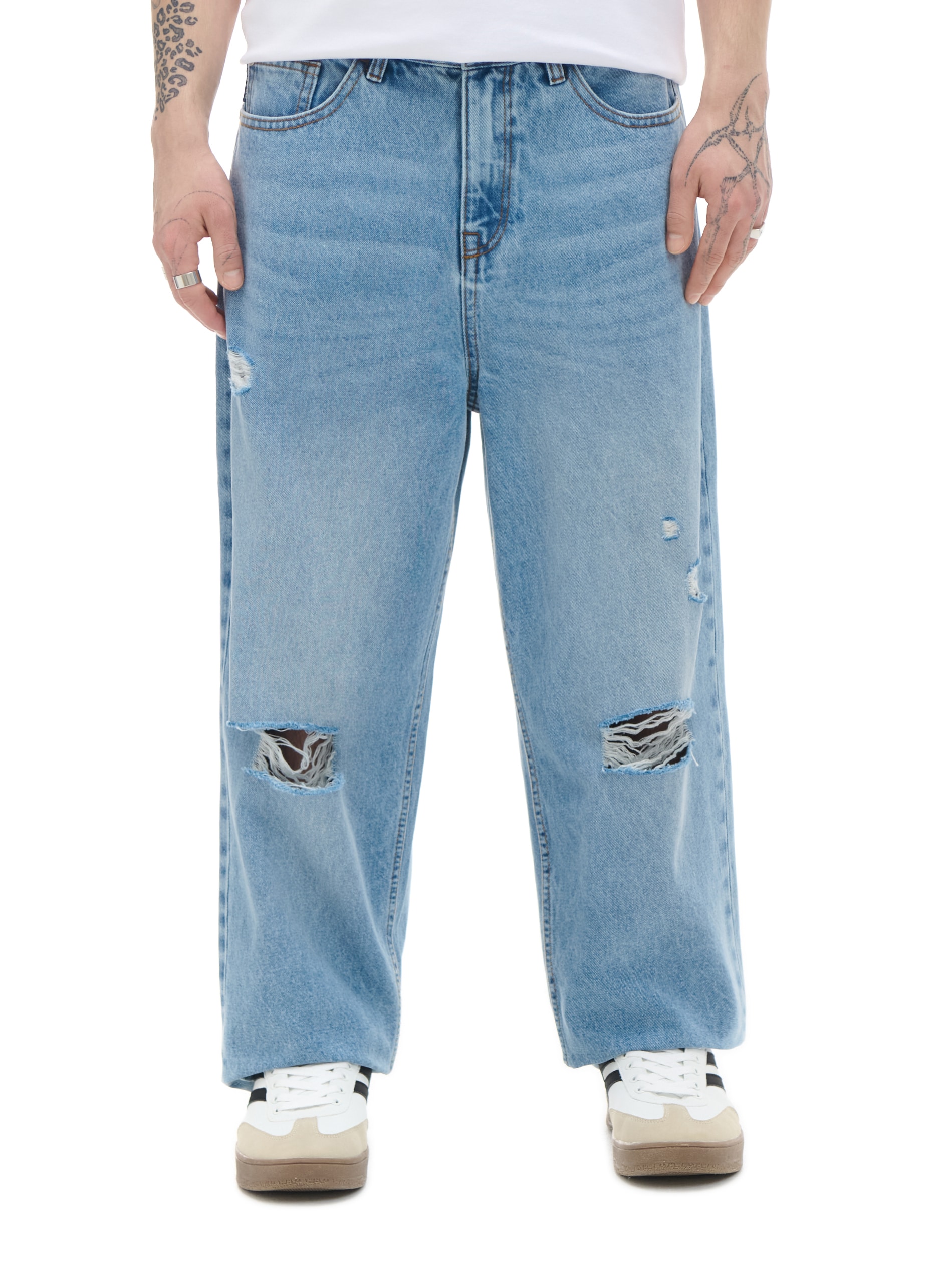 Cropp - Niebieskie Jeansy Loose Baggy - Niebieski