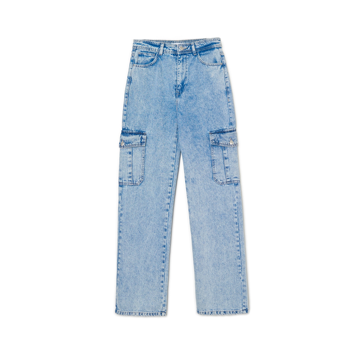 Cropp - blugi cu buzunare cargo - albastru