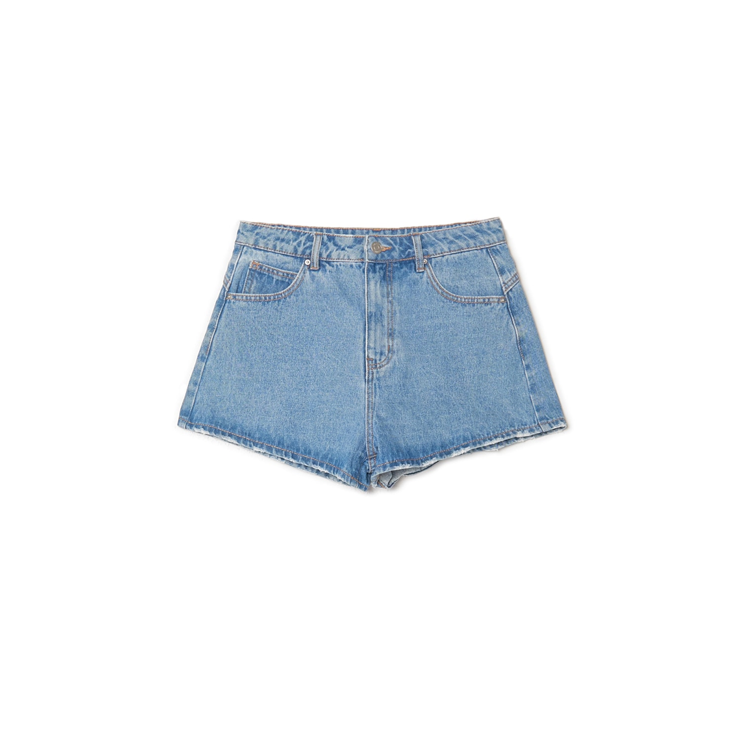 Cropp - pantaloni scurți de blugi cu talie înaltă - albastru