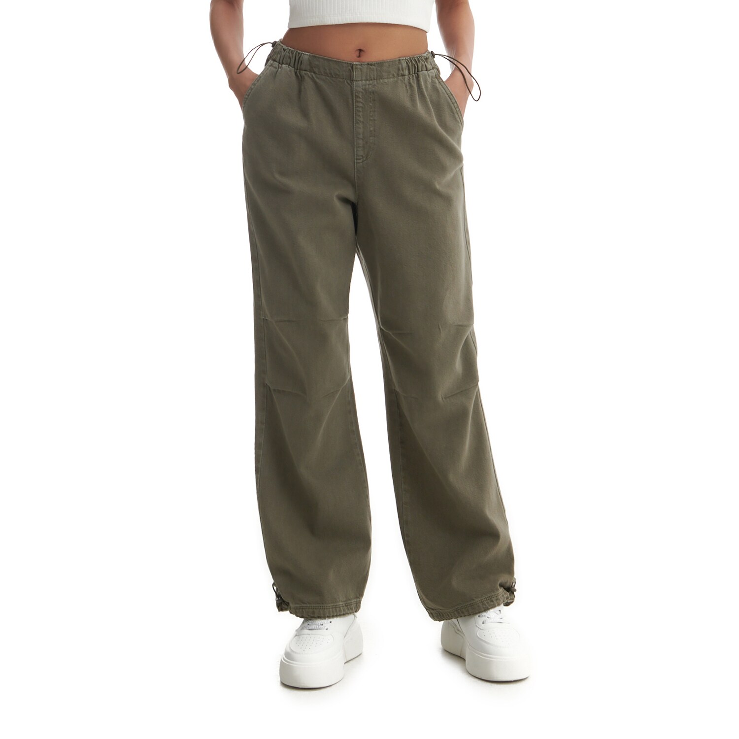 Cropp - blugi wide leg - verde