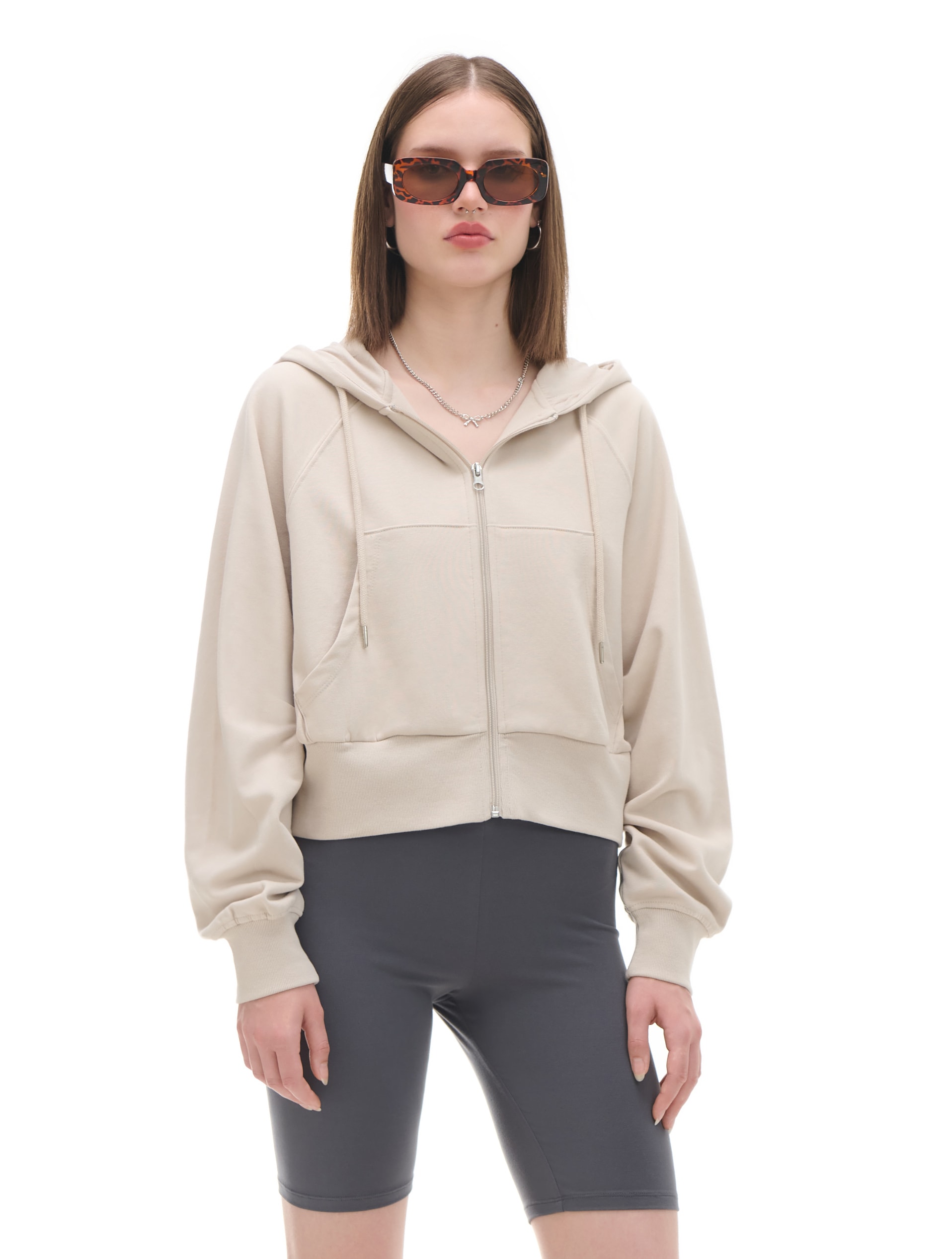 Cropp - Sudadera Deportiva Con Capucha Y Cremallera - Beige