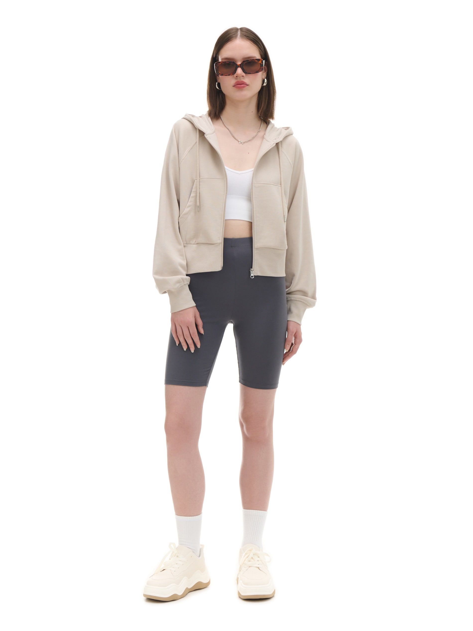 Cropp - Sudadera Deportiva Con Capucha Y Cremallera - Beige