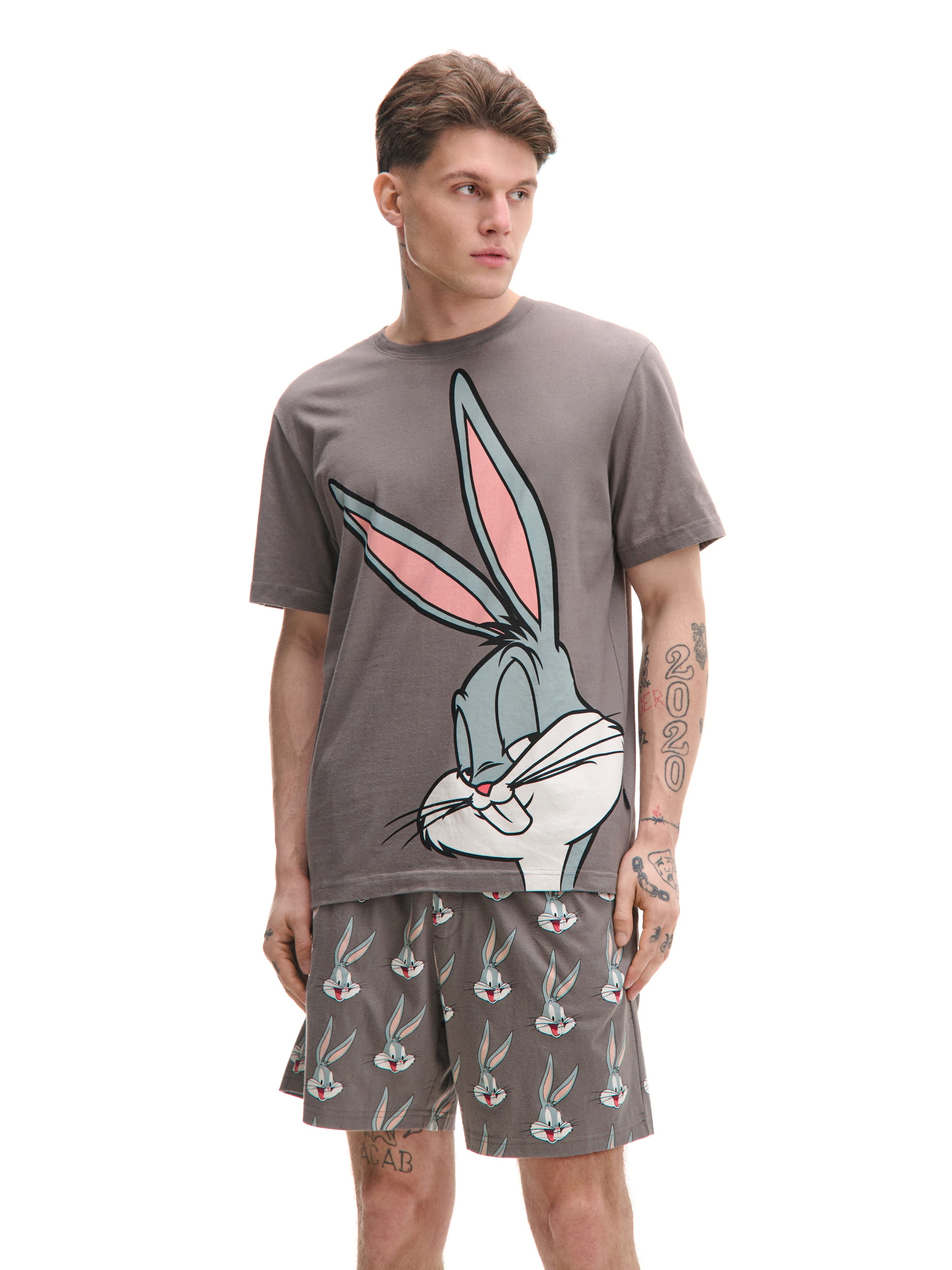 Cropp - Kétrészes nyomott mintás pizsama Bugs Bunny - világos szürke termék 2. képe