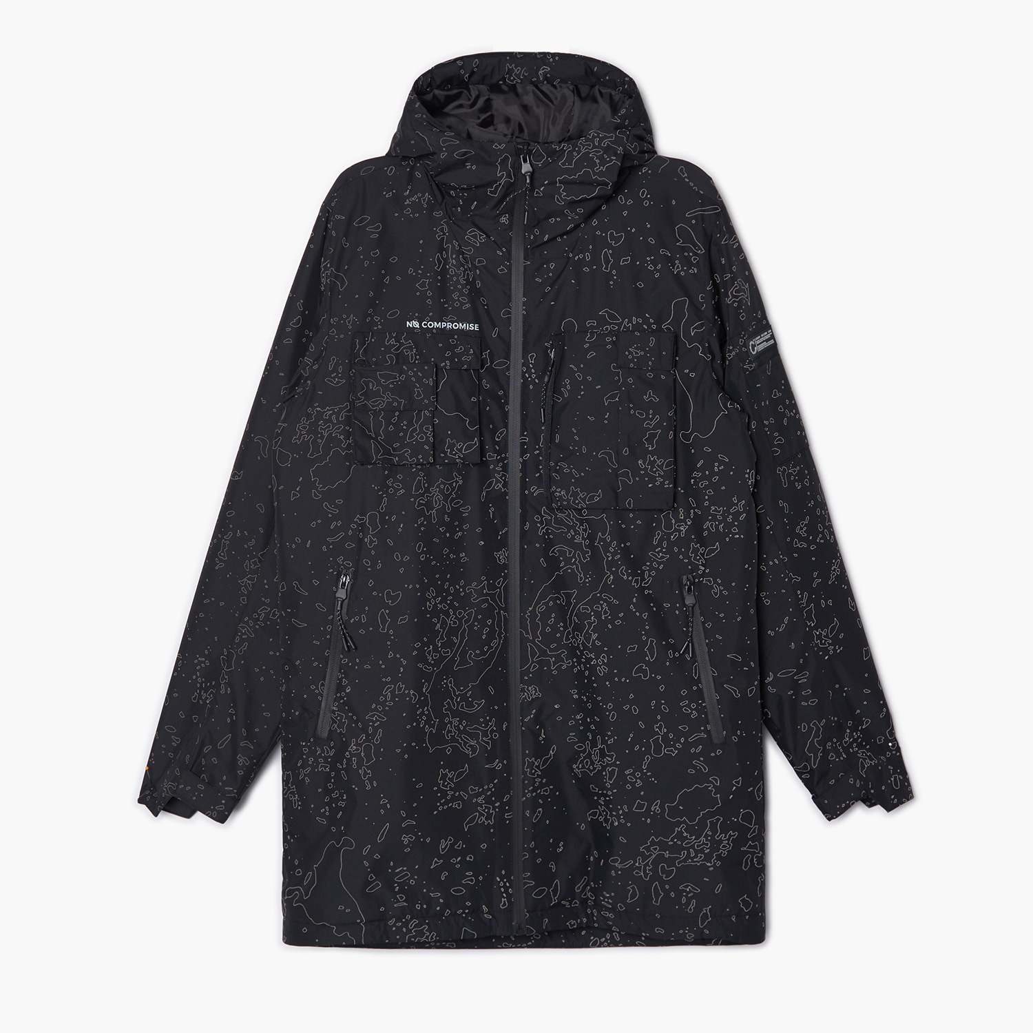 Cropp - jachetă neagră cu glugă reflectorizantă - negru
