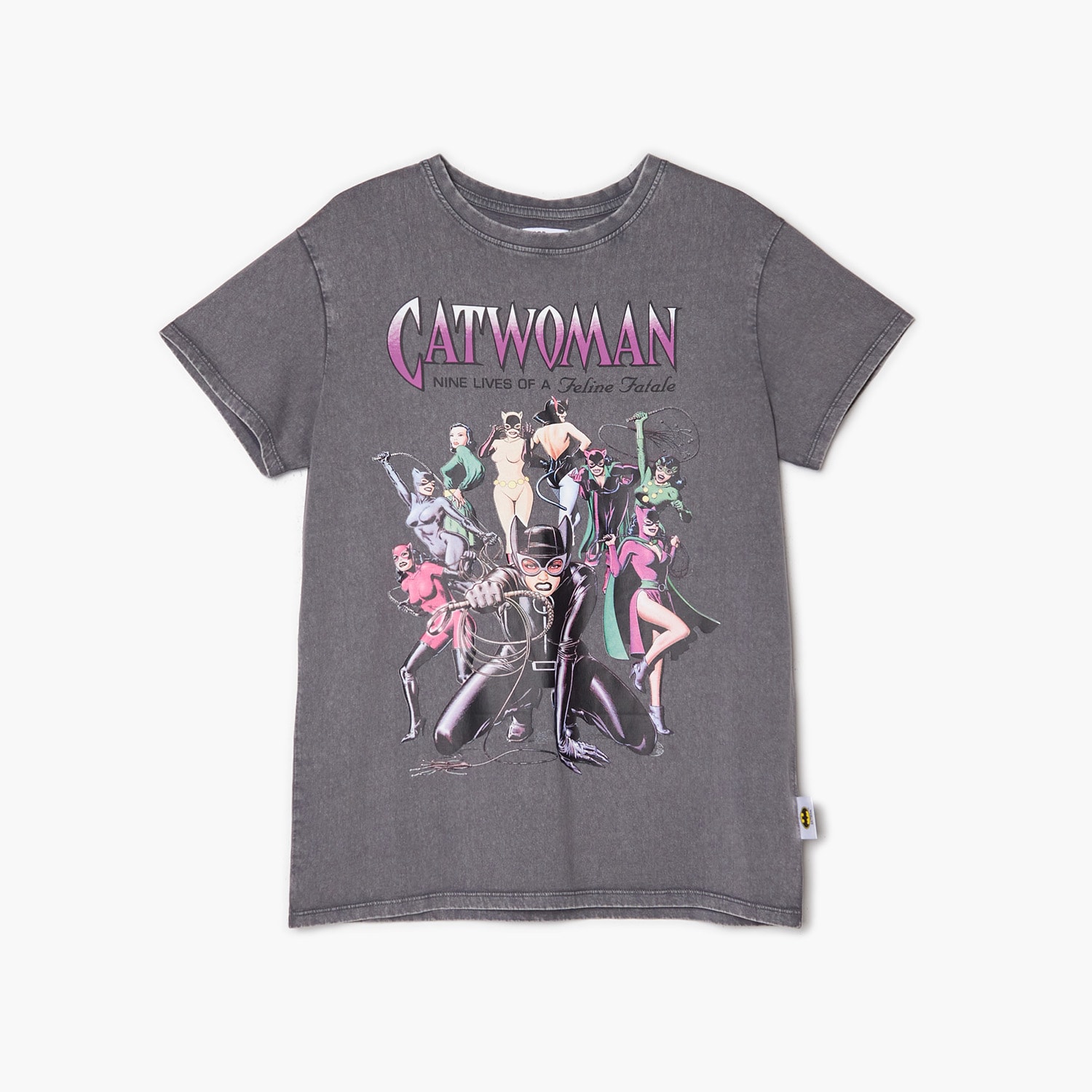 Cropp - t-shirt cu imprimeu catwoman - gri deschis