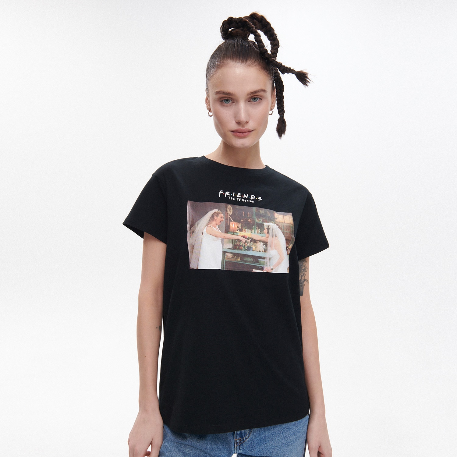 Cropp - tricou cu imprimeu friends - negru