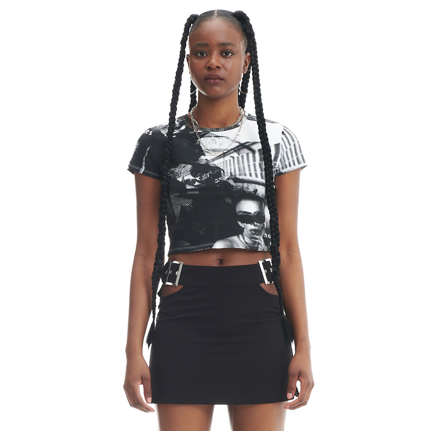 Cropp - T-shirt cu imprimeu - Negru