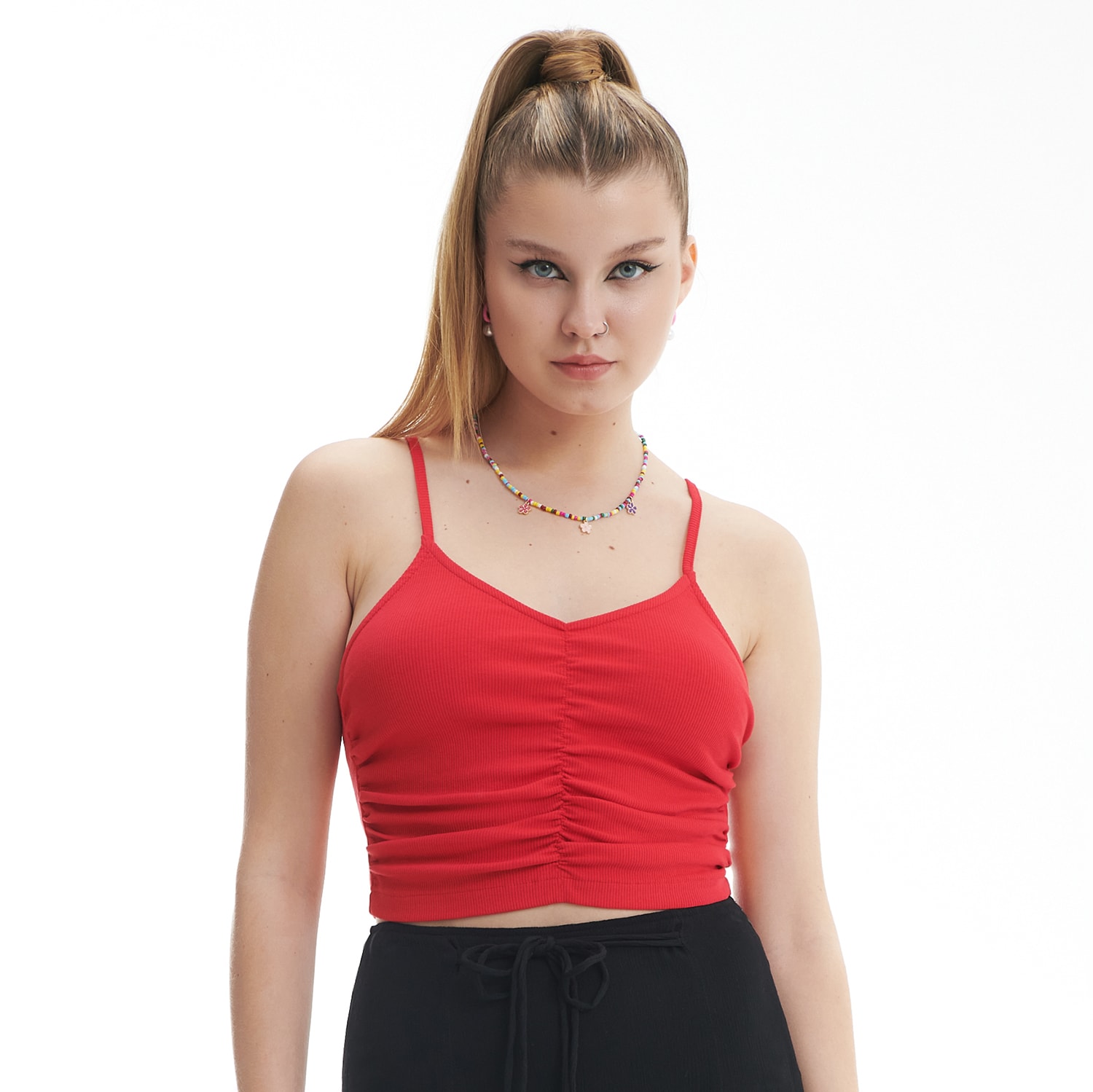 Cropp - top cu bretele - roșu