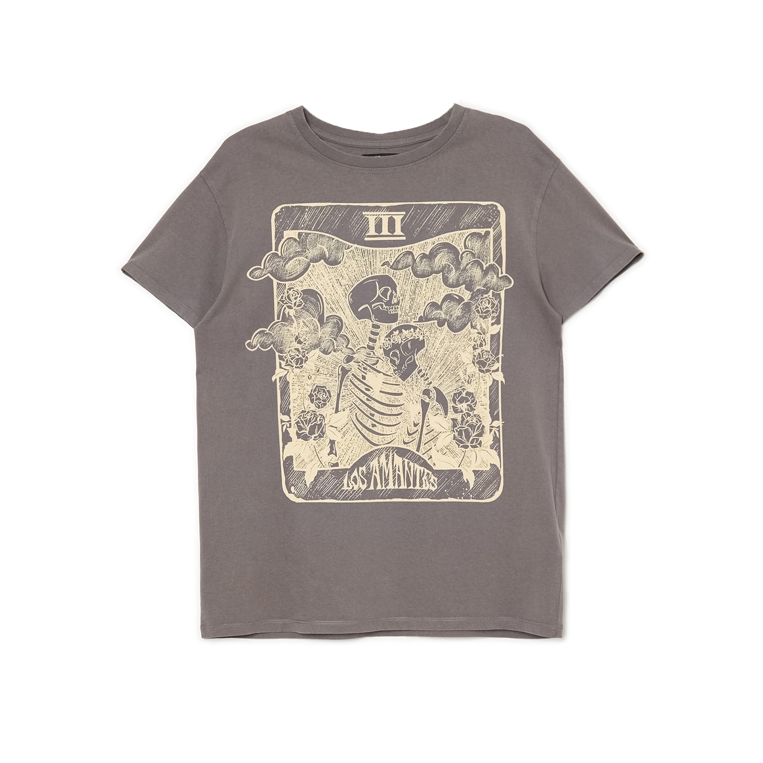 Cropp - tricou negru cu imprimeu - gri