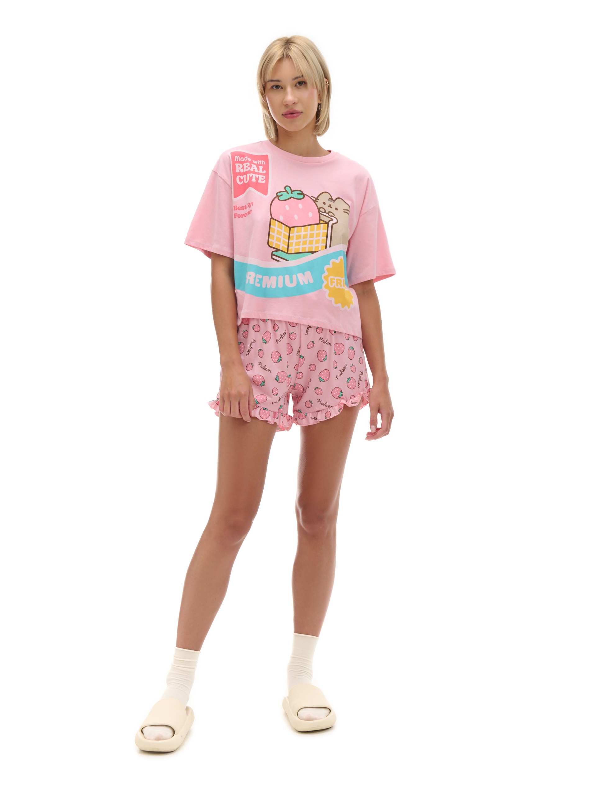 Cropp - Set pigiama di due pezzi Pusheen - Rosa