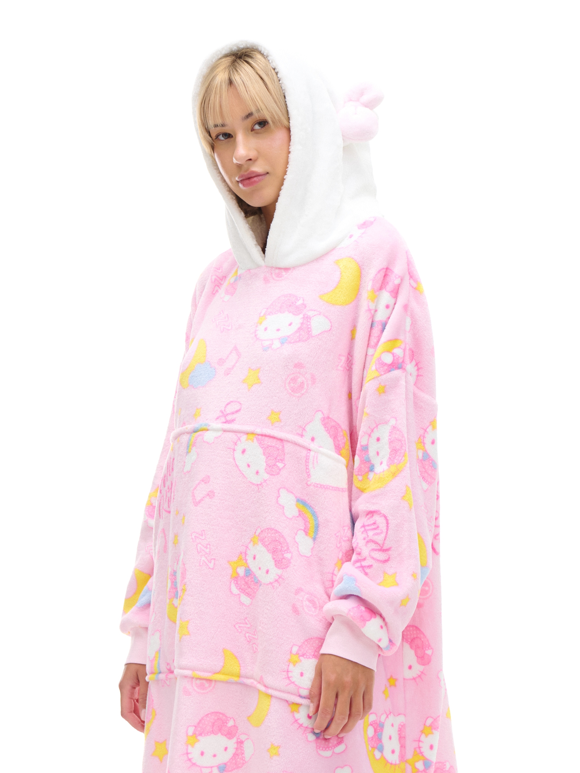 Cropp - Kapucnis pulóver mintával Hello Kitty - pasztellpink termék 2. képe