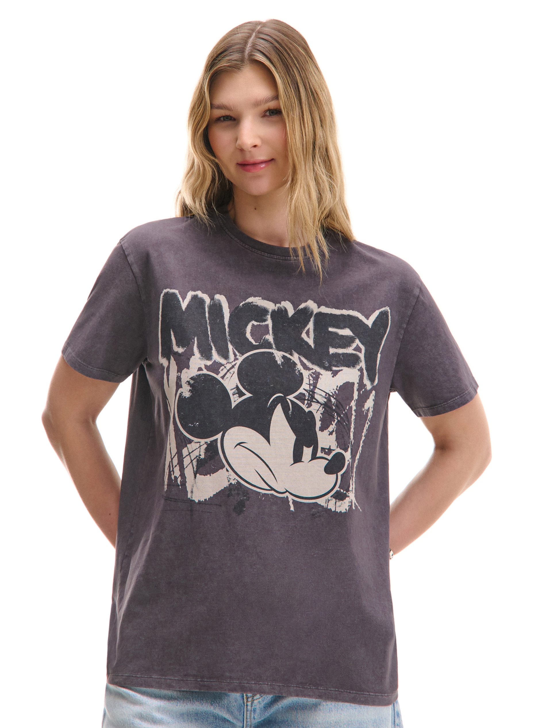 Cropp - Nyomott mintás póló Mickey Mouse - sötétszürke termék 2. képe