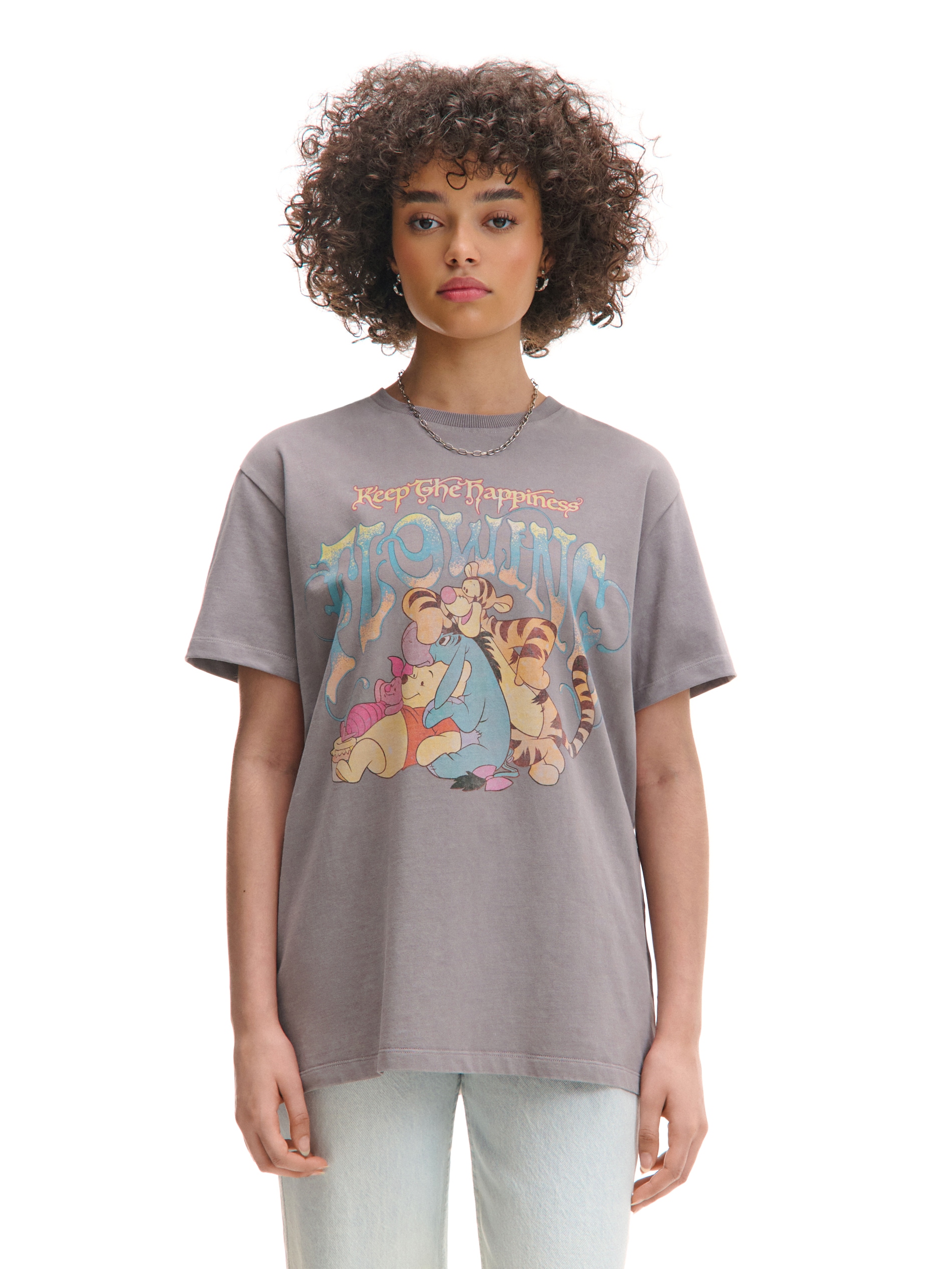 Cropp - Nyomott mintás oversize póló Winnie-the-Pooh - világos szürke termék 2. képe