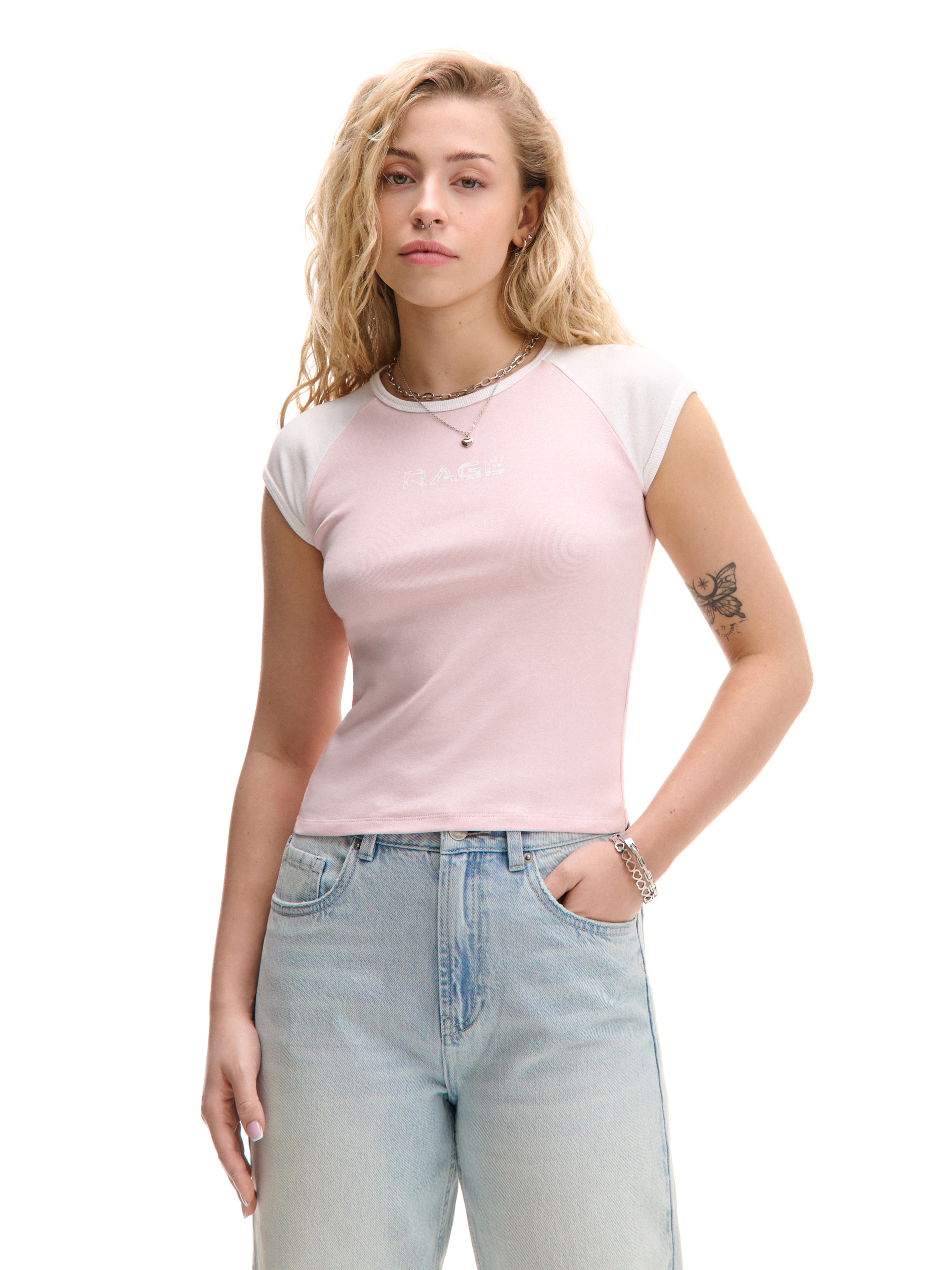 Cropp - Nyomott mintás póló - pasztellpink termék 2. képe