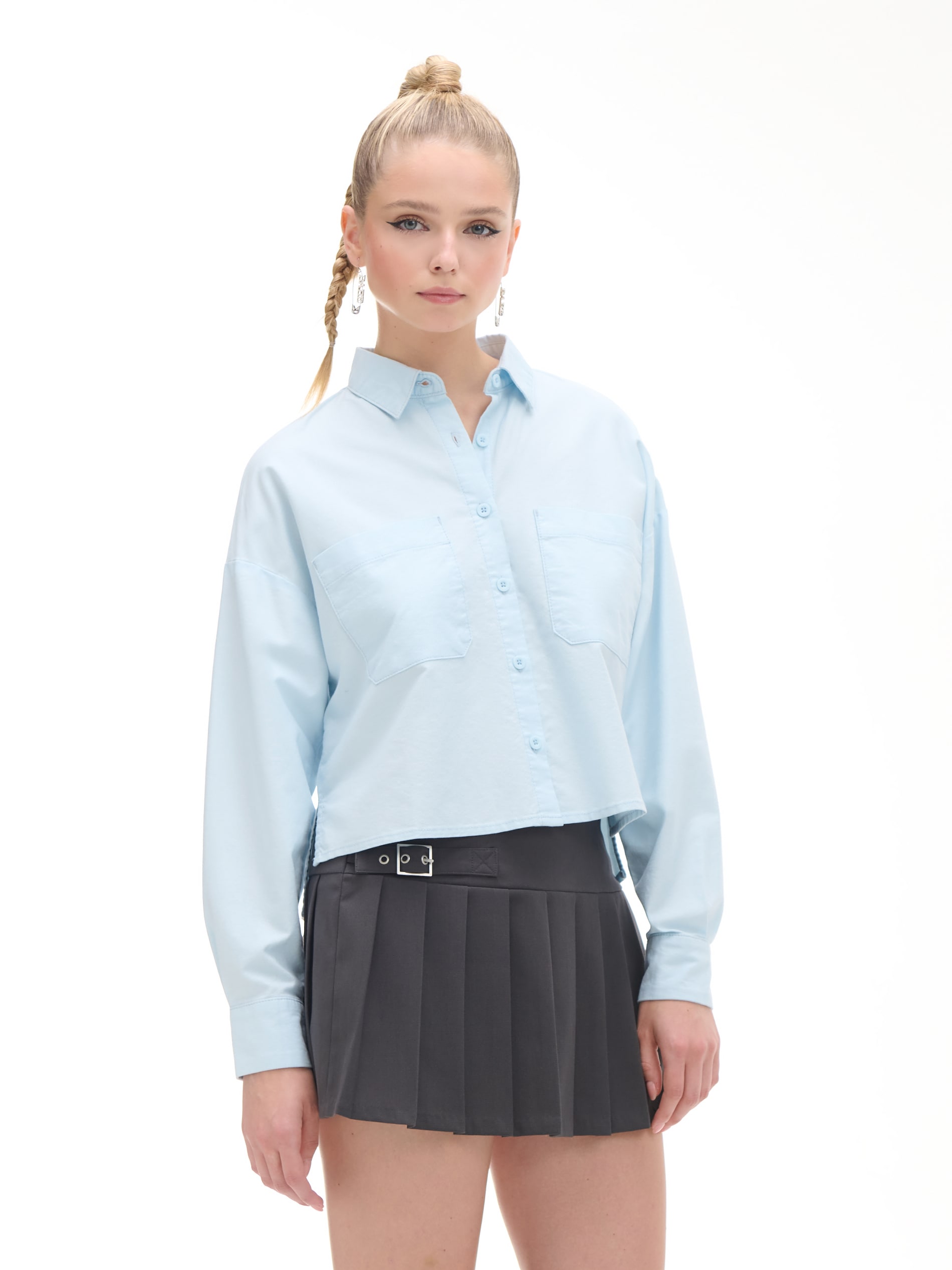 Cropp - Camicia Semplice - Blu Pallido