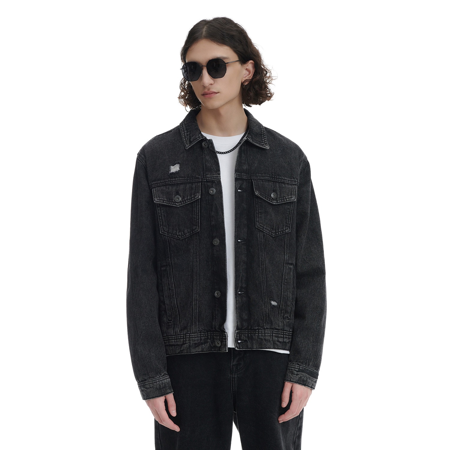 Cropp - geacă din denim cu imprimeu la spate - gri