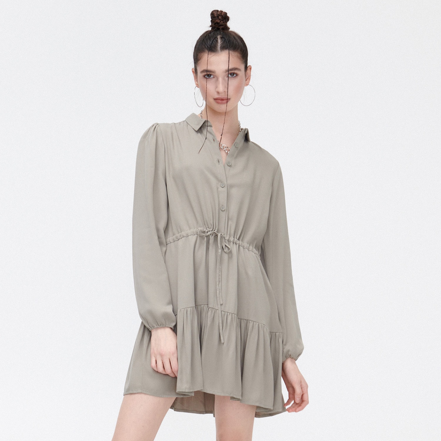 Cropp - rochie tip cămașă - kaki