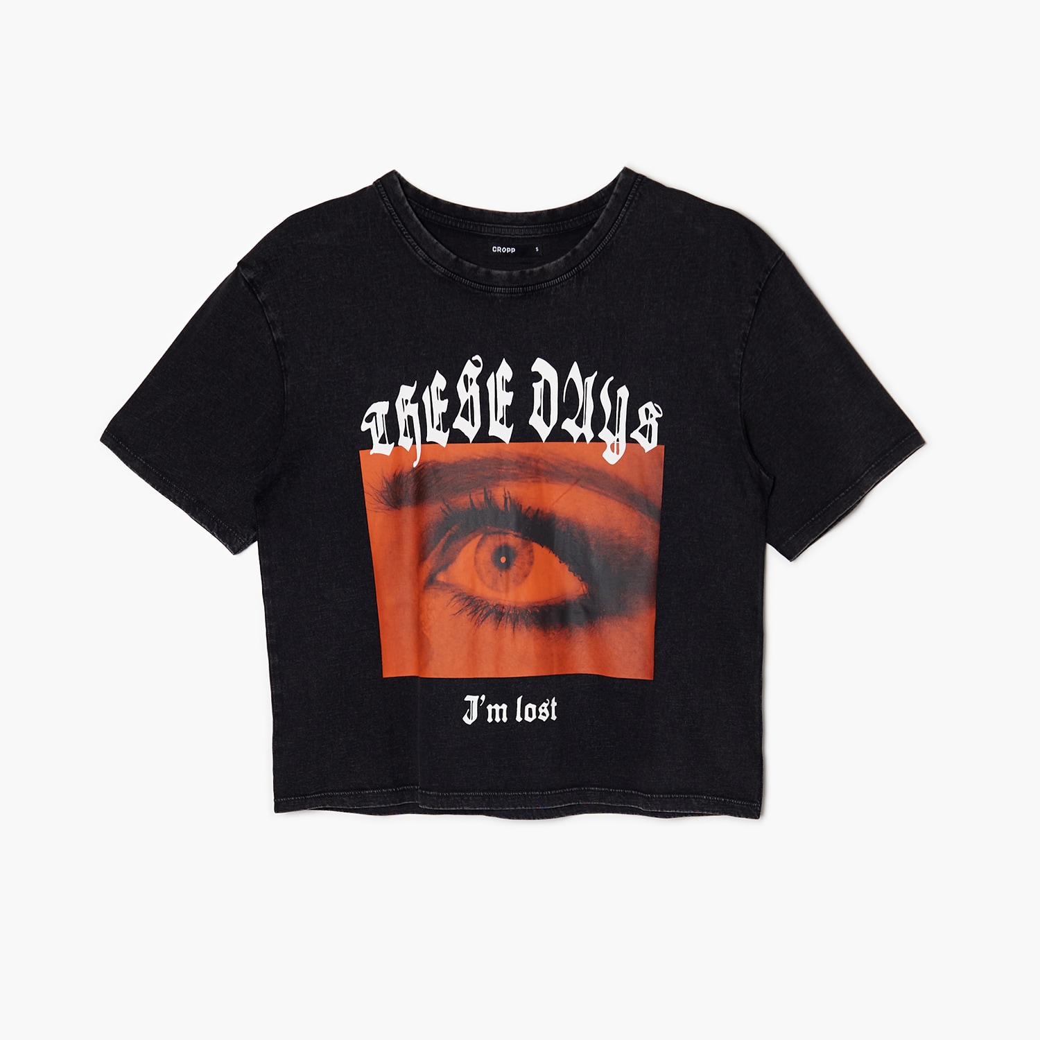 Cropp - t-shirt cu imprimeu - gri