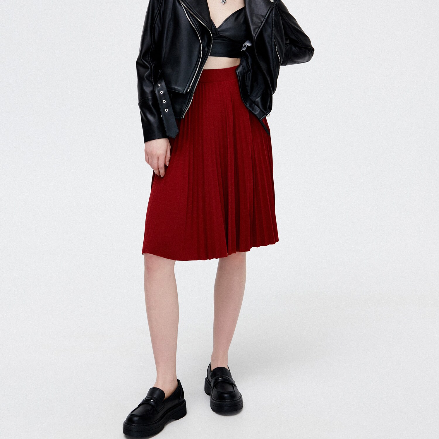 Cropp - fustă midi - bordo