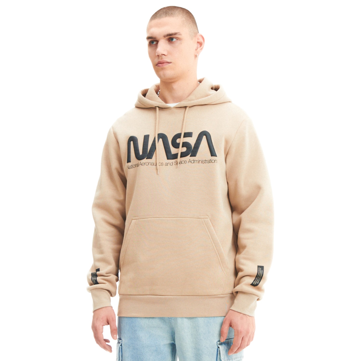 E-shop Cropp - Mikina s kapucňou NASA - Béžová