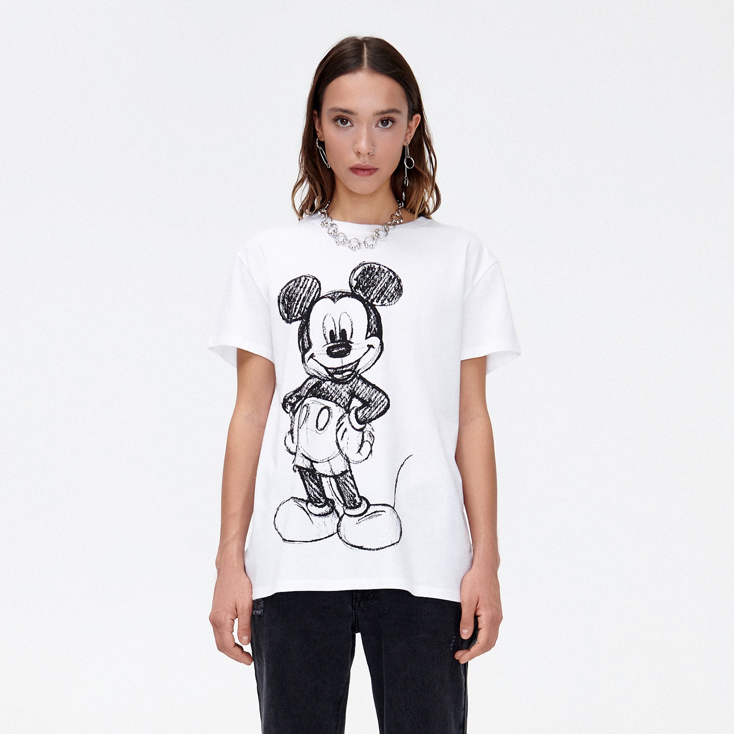 Cropp - tricou cu imprimeu mickey mouse - alb