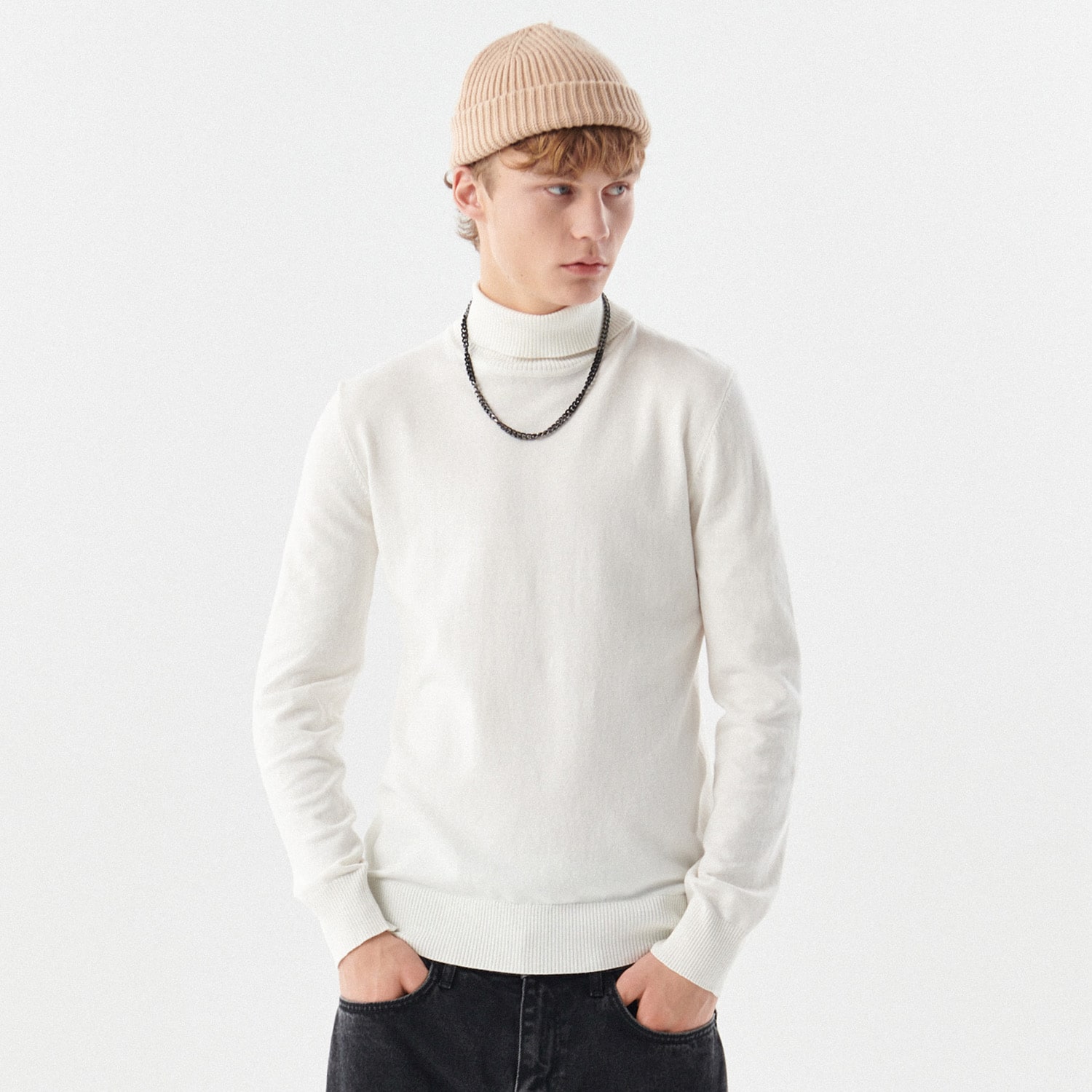 Cropp - pulover cu guler polo - ivory