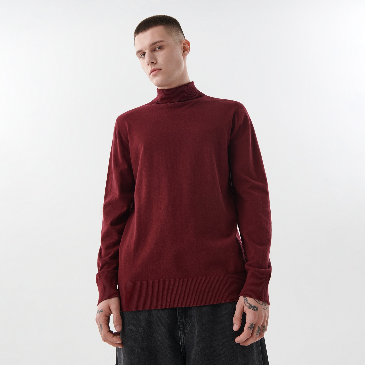 Cropp - pulover cu guler polo - bordo