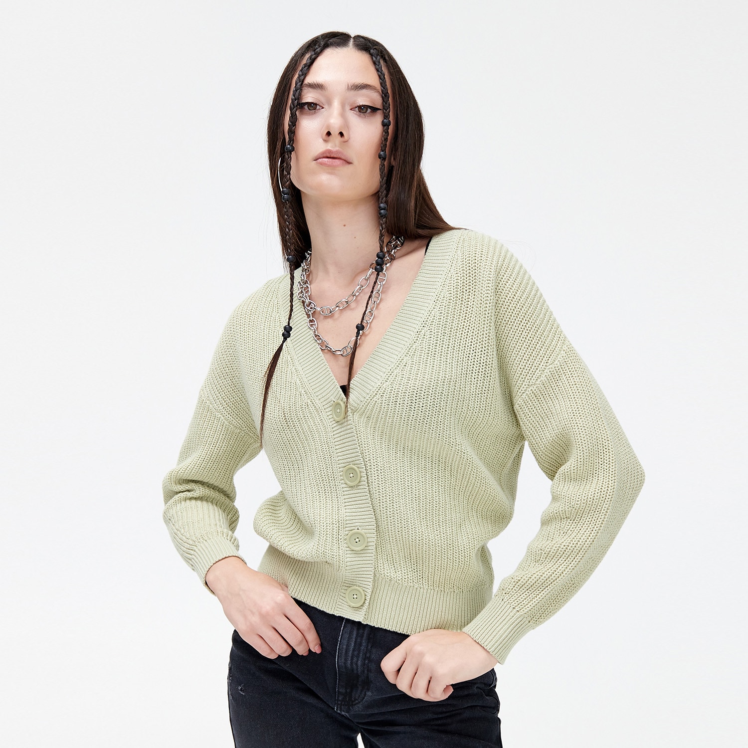 Cropp - cardigan - verde