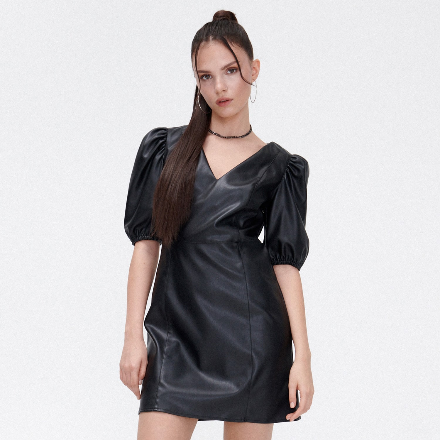 Cropp - rochie din imitație de piele - negru