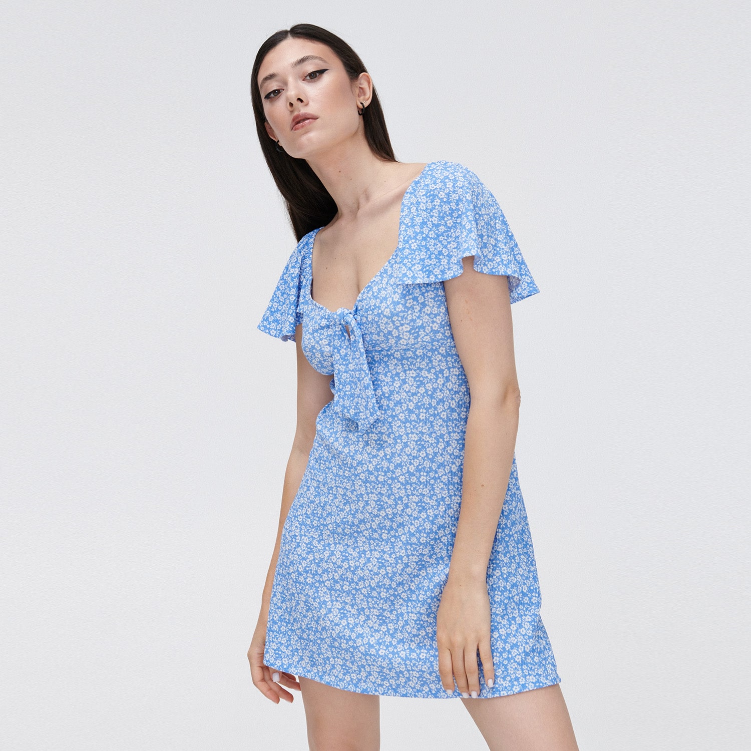 Cropp - rochie cu model floral - albastru