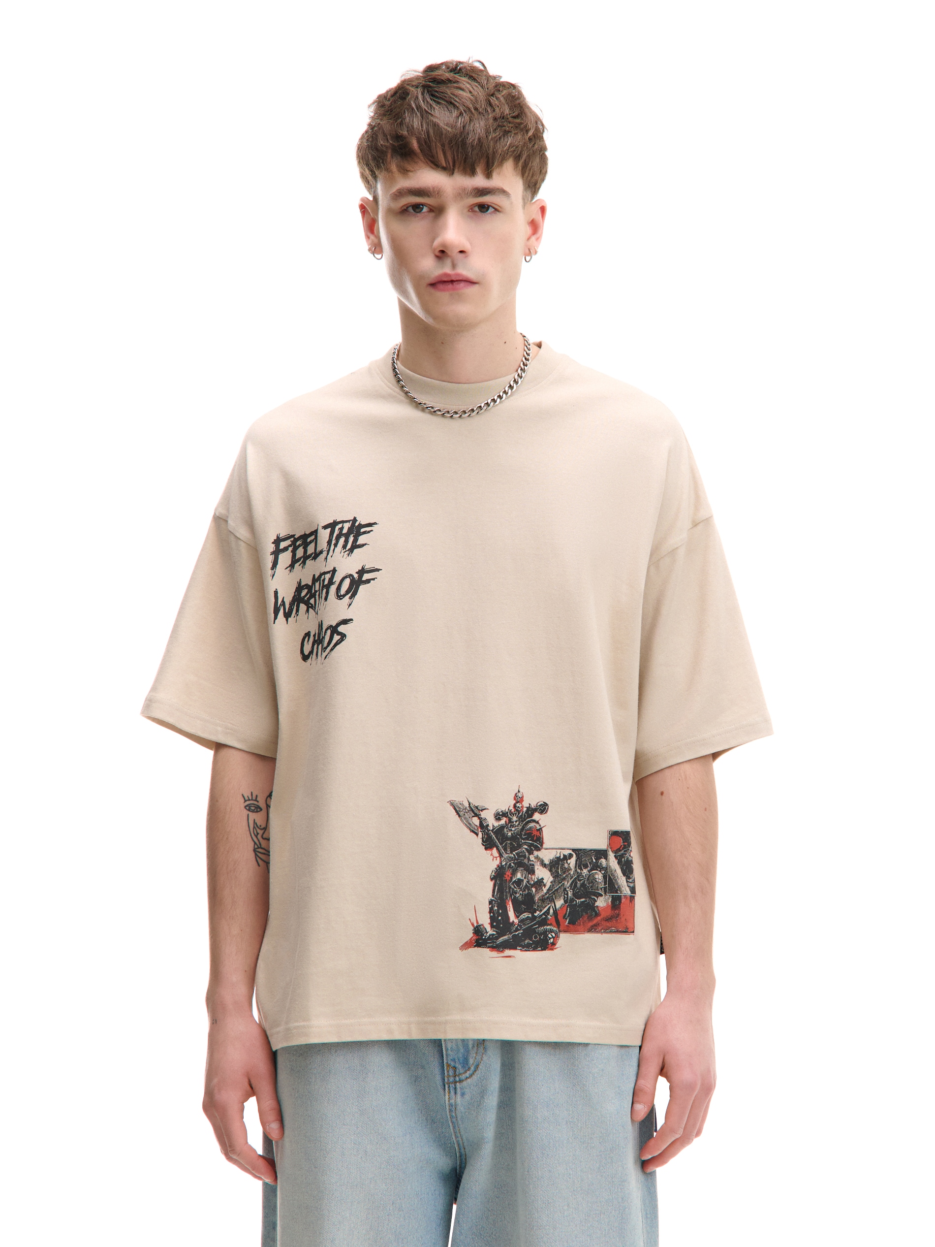 Cropp - Nyomott mintás póló Warhammer 40 000 - cream termék 2. képe