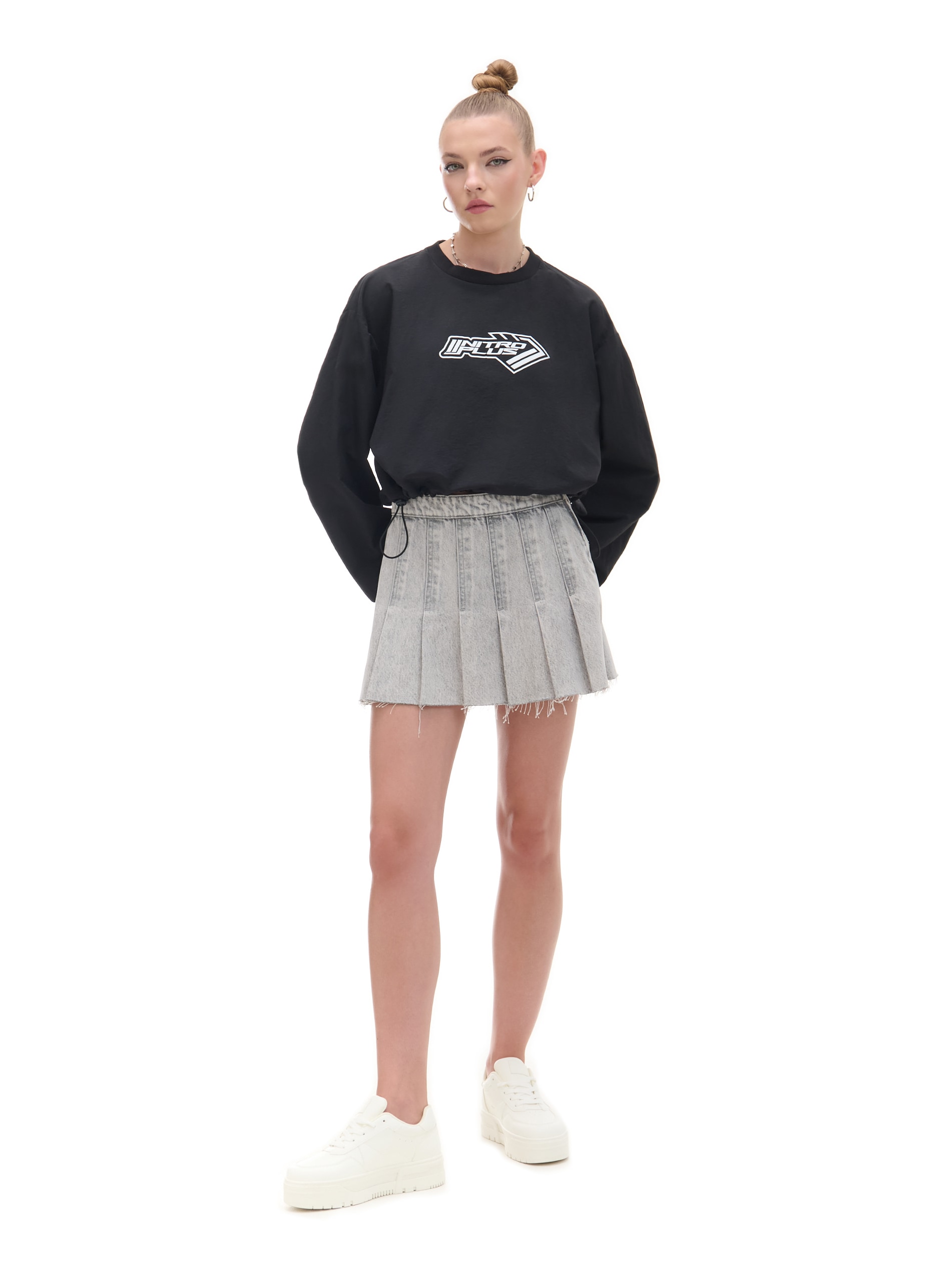 Cropp - Minifalda Vaquera - Gris Claro