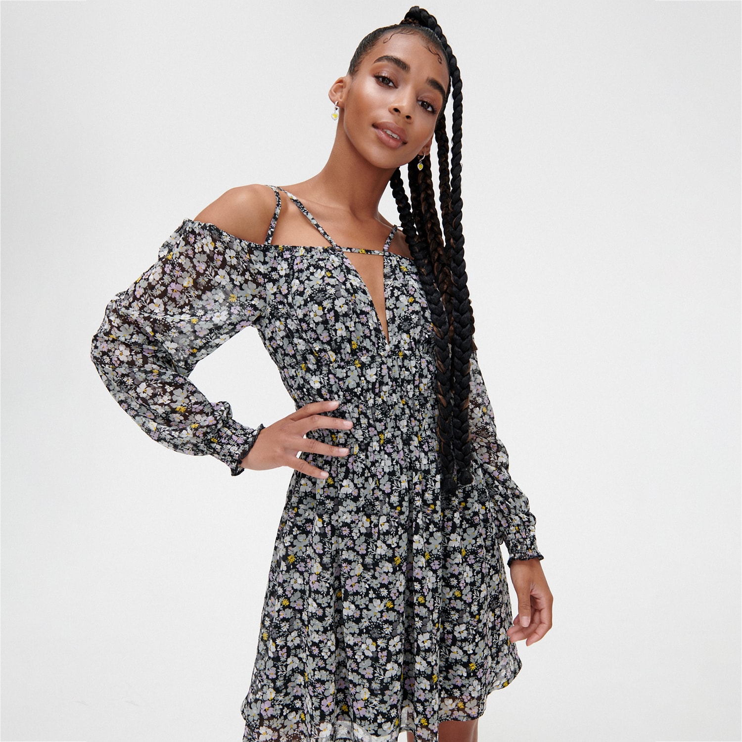 Cropp - rochie cu model floral - verde