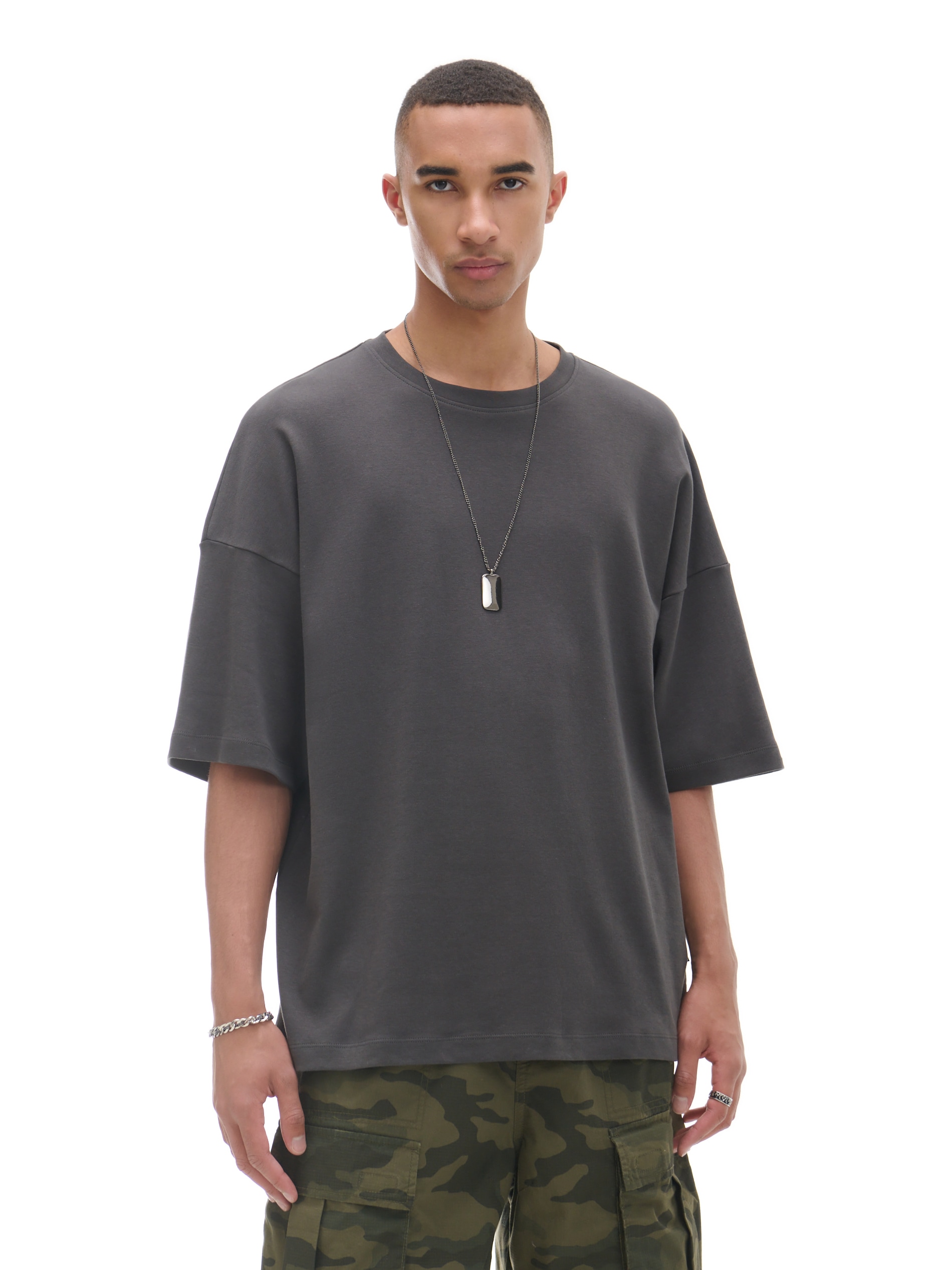 Cropp - T-shirt Oversize - Grigio Scuro